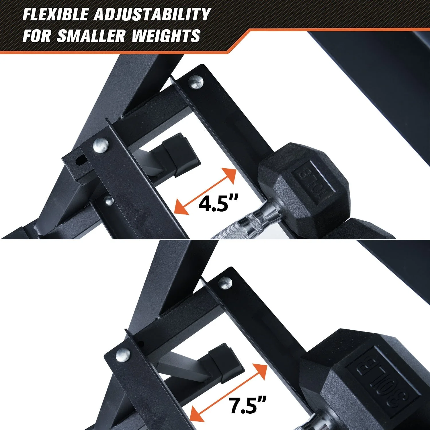 RitFit Rubber Hex Dumbbell Set with Rack - Image 5