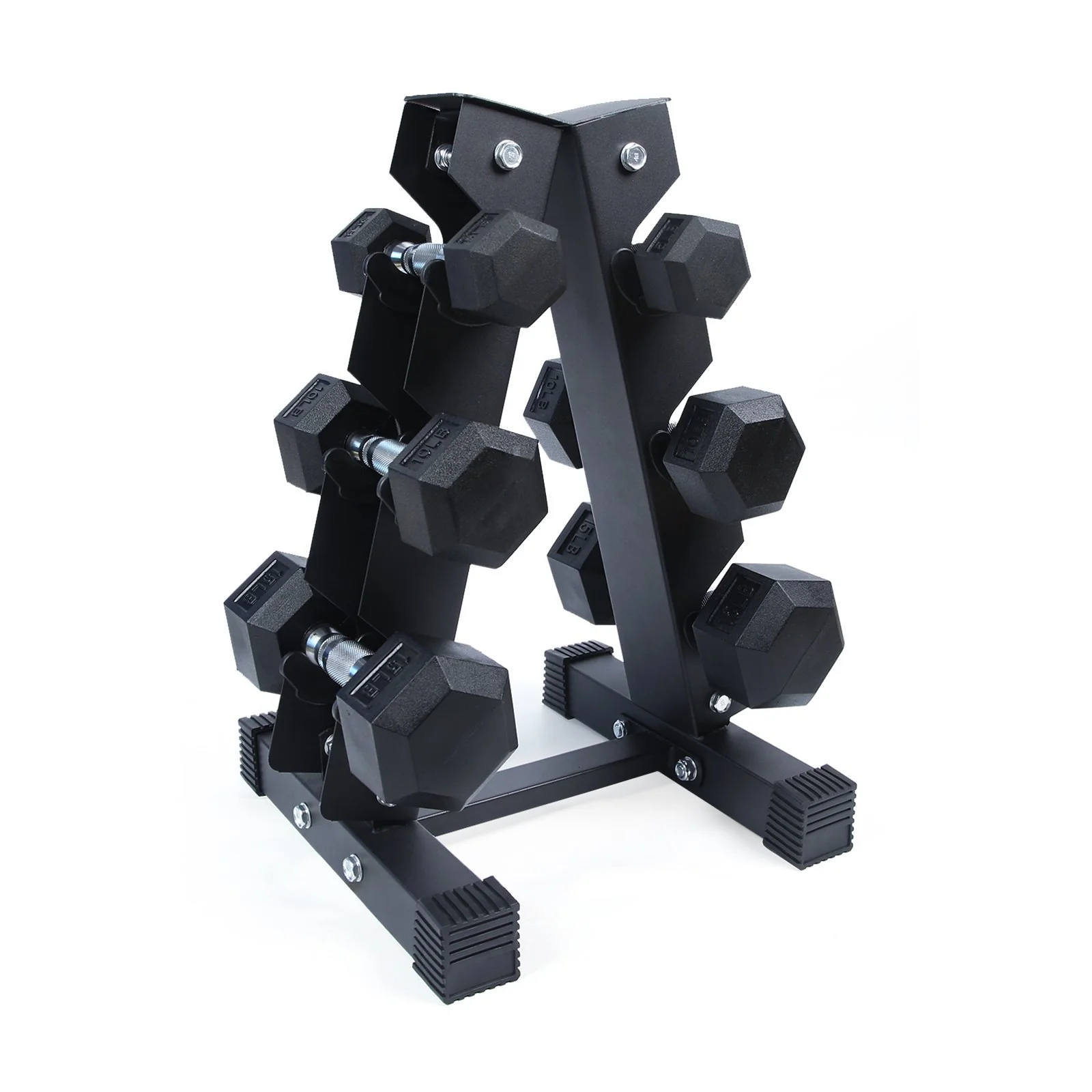 RitFit Rubber Hex Dumbbells Set with Rack 60LB-300LB - Image 13