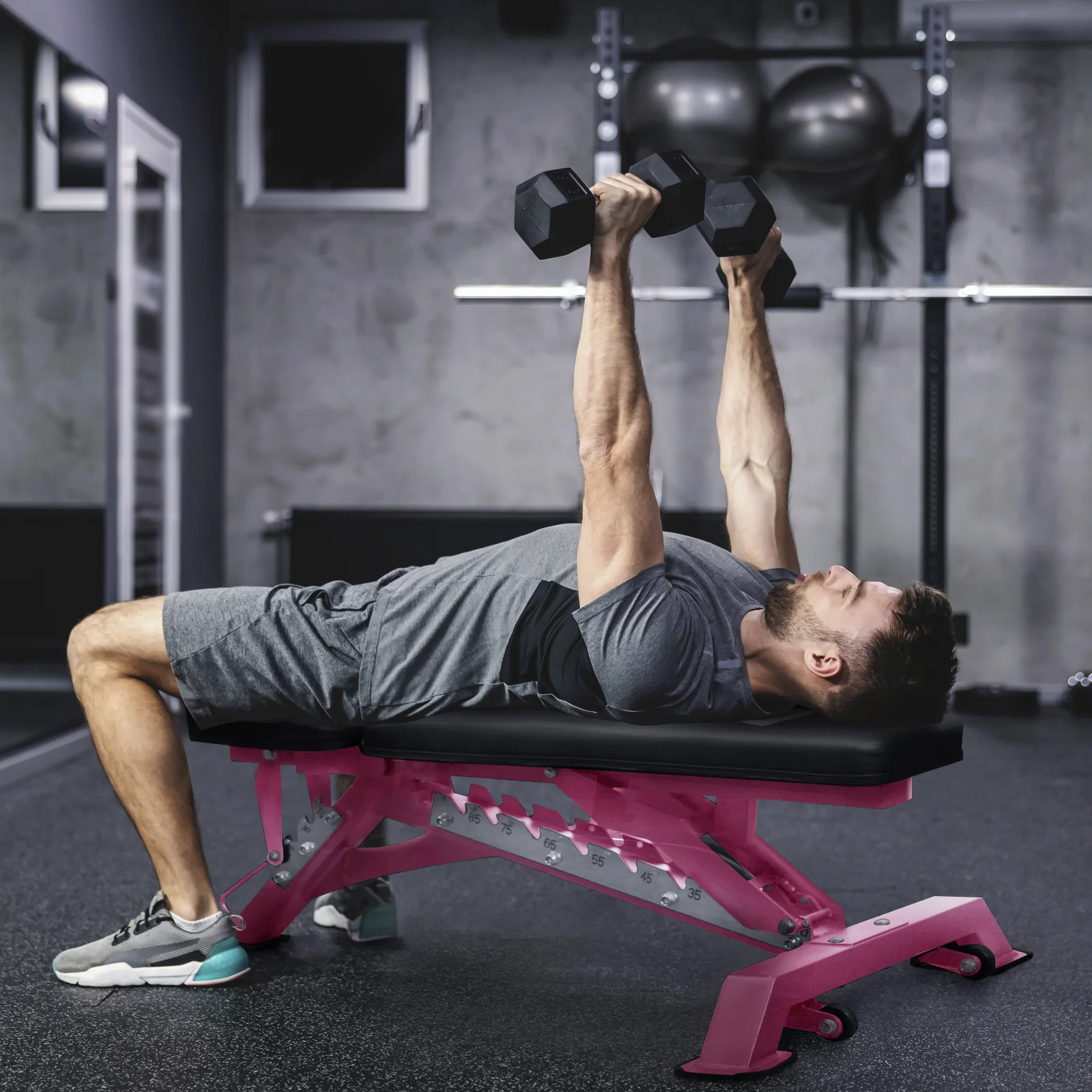 RitFit 1300LB Adjustable Weight Bench BWB01 - Pink - Image 5