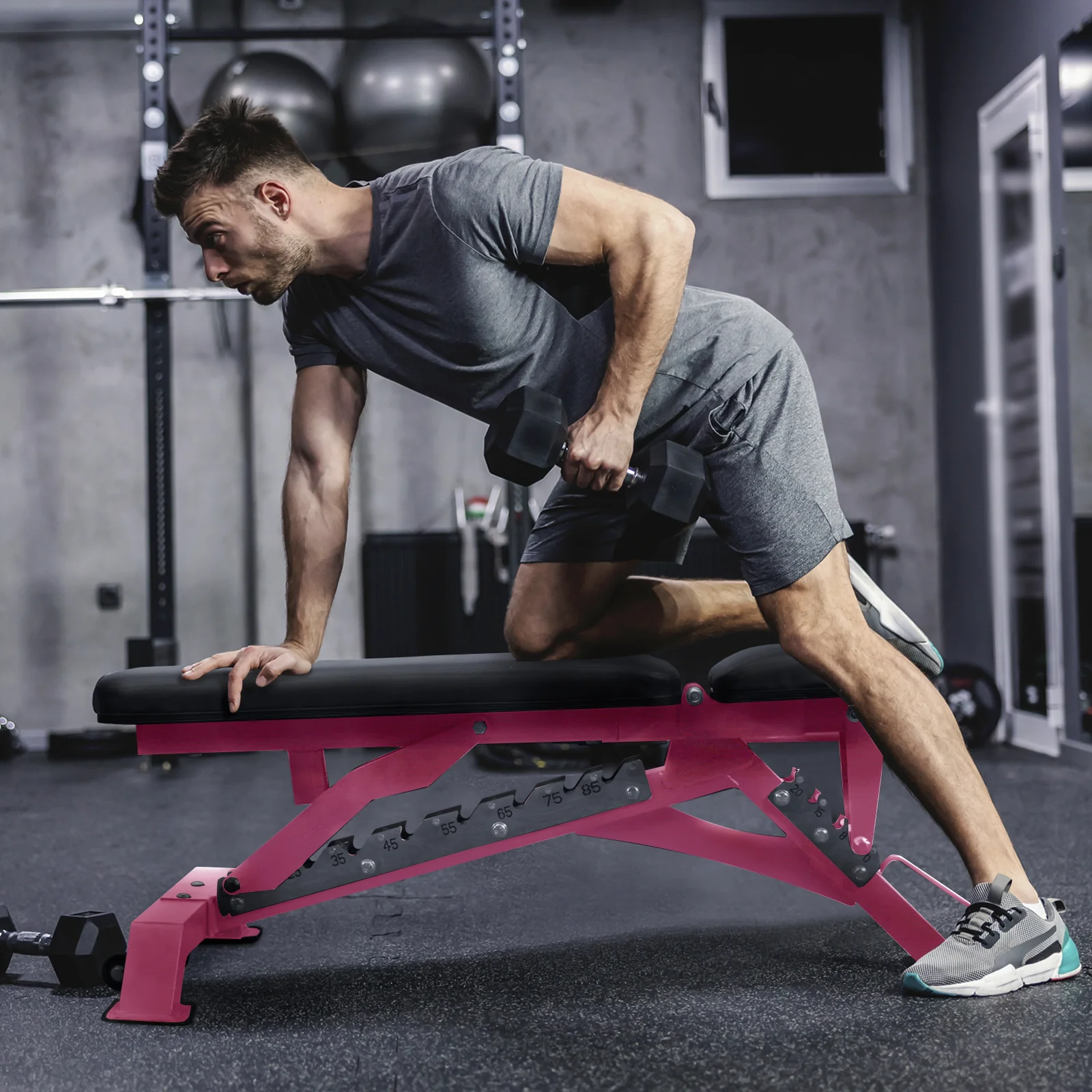 RitFit 1300LB Adjustable Weight Bench BWB01 - Pink - Image 6