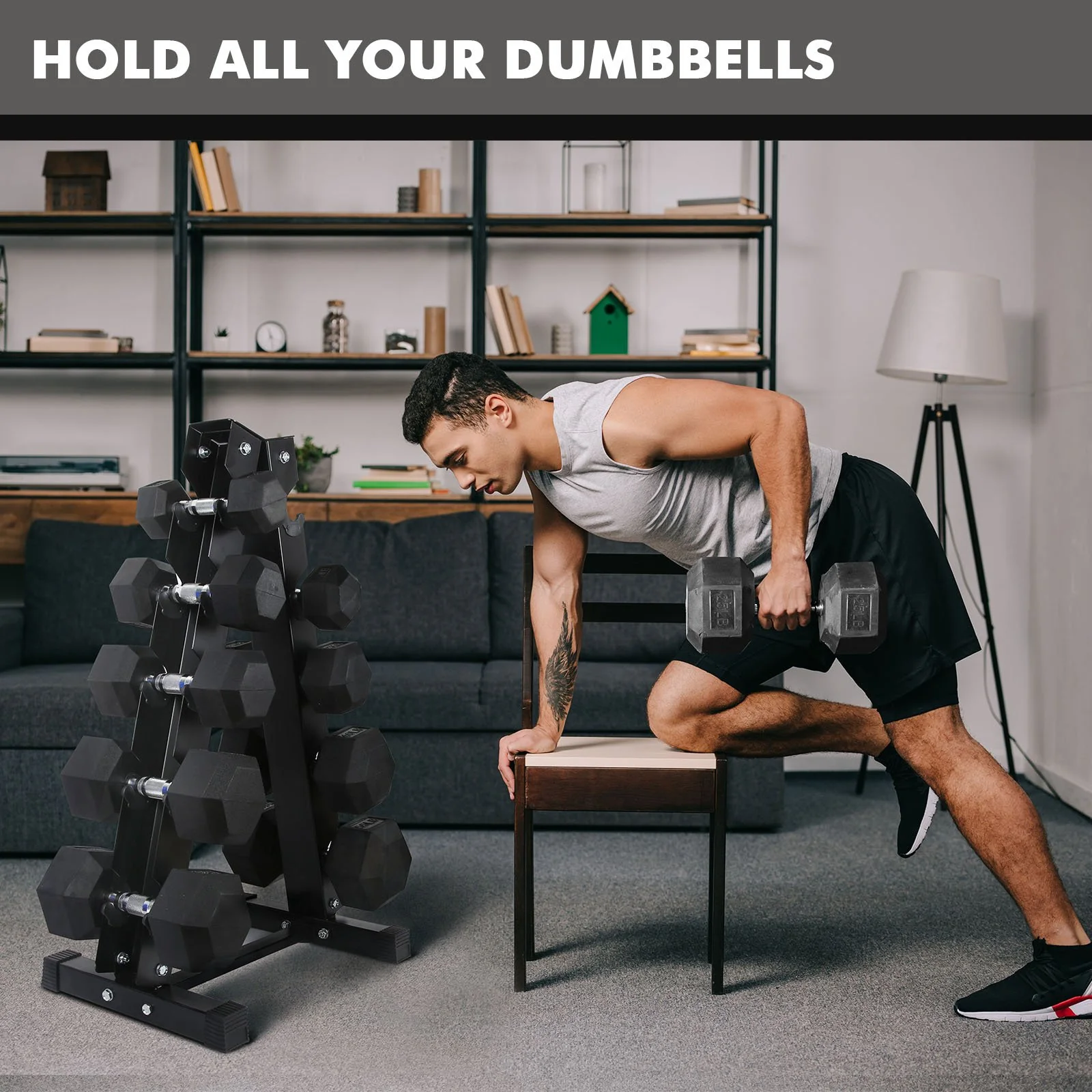 RitFit A-Frame Dumbbell Storage Rack Stand 3/5/6 Pairs - Image 11