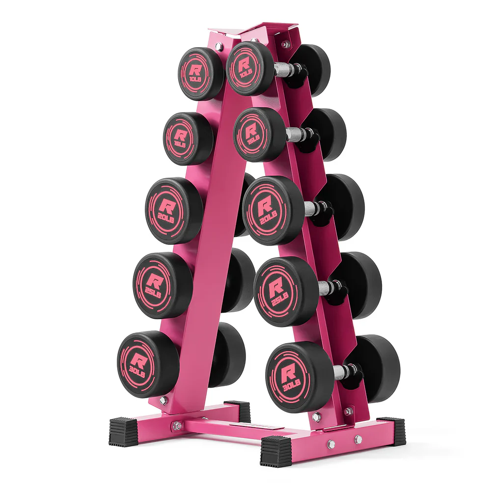 RitFit PVC-Coated Round Dumbbells Set with Rack - Image 29
