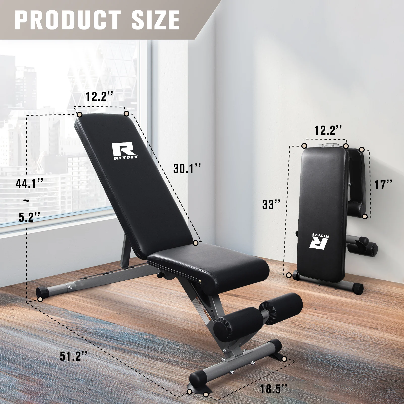 RitFit PWB01 Adjustable Foldable Weight Bench - Image 4