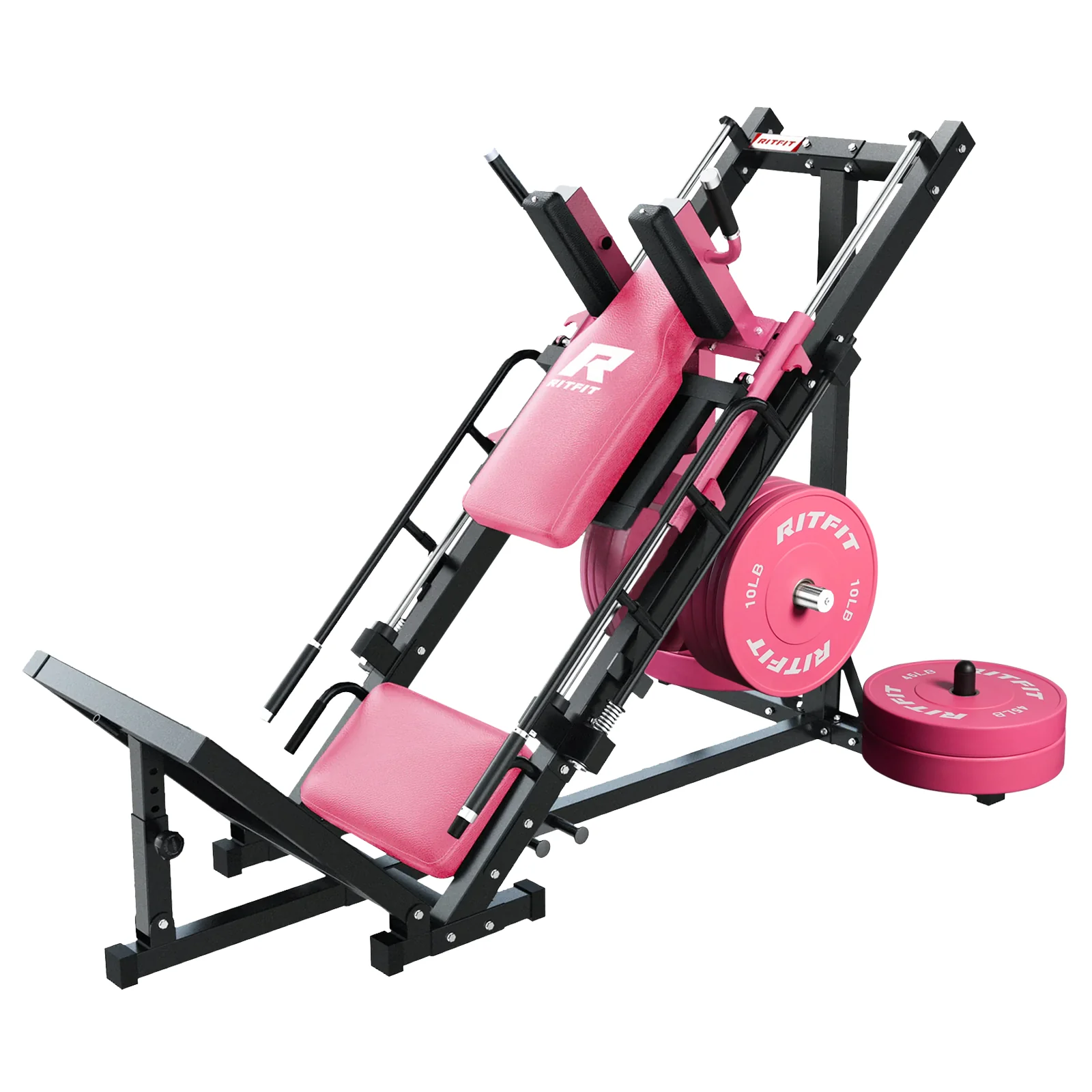RitFit BLP01 45 Degree 3-In-1 Leg Press Hack Squat and Calf Raise Machine - Pink - Image 16