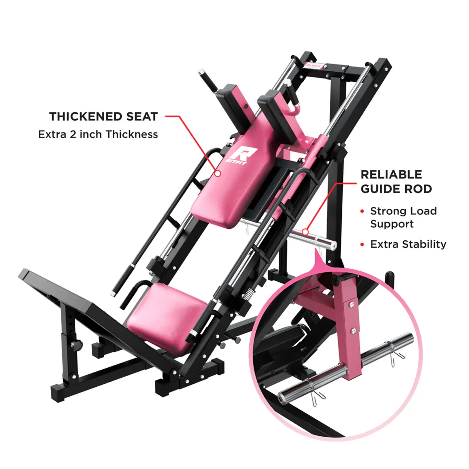 RitFit BLP01 45 Degree 3-In-1 Leg Press Hack Squat and Calf Raise Machine - Image 13