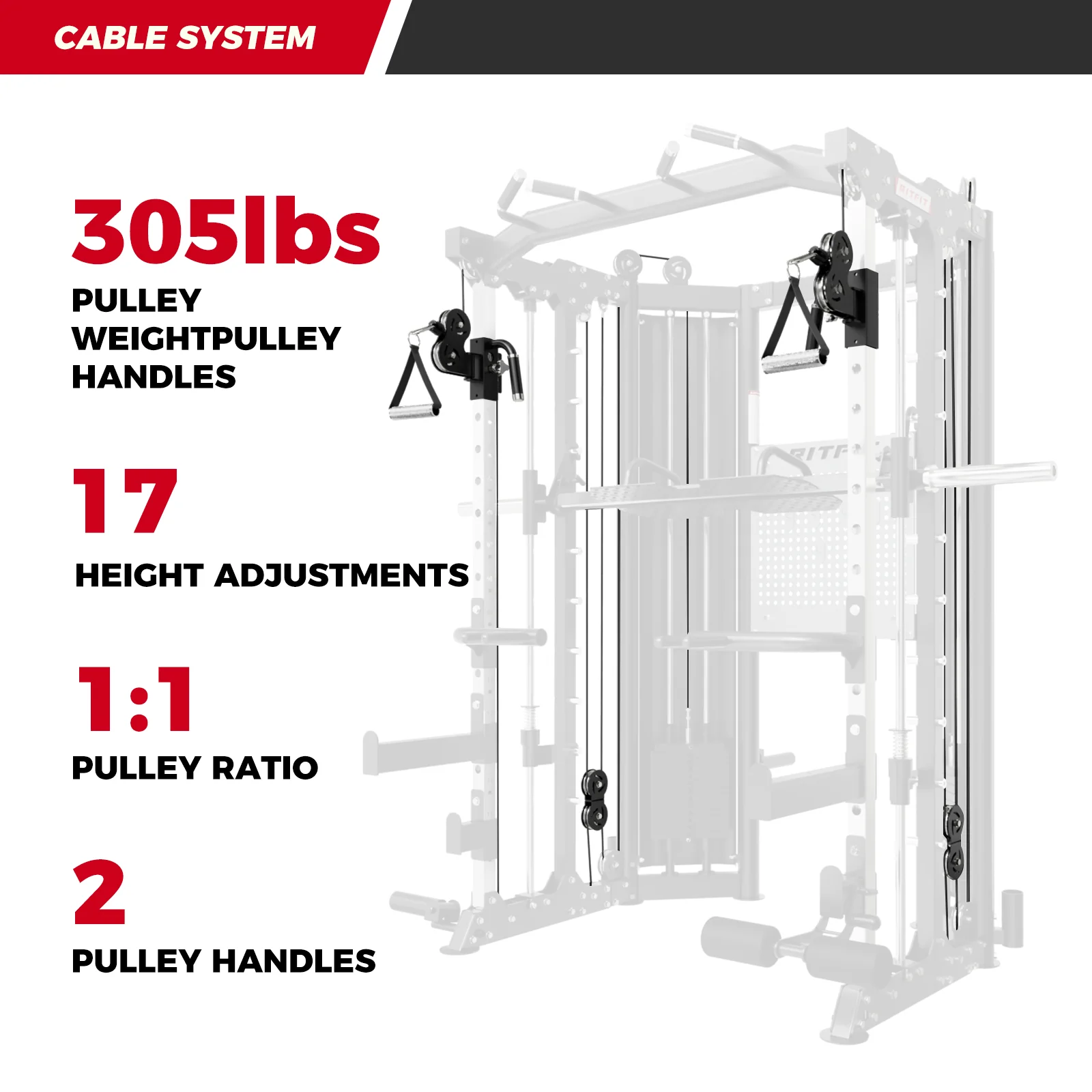 RitFit BPC06 All-In-One Smith Machine with 286LB Weight Stacks - Image 8