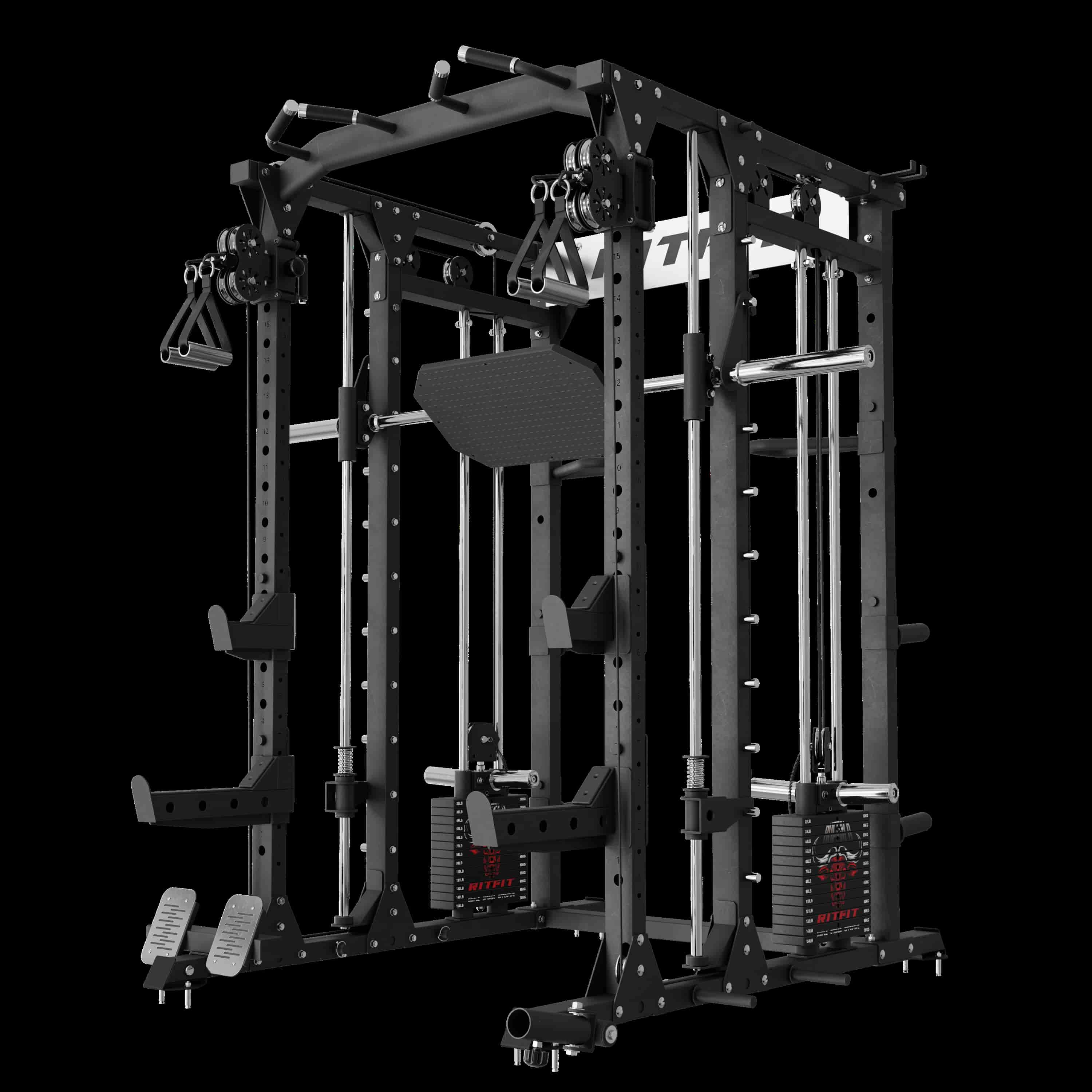 RitFit BUFFALO Multifunctional Smith Machine with Lat Pull Down and Cable Crossover for Versatile Strength Training - Image 13