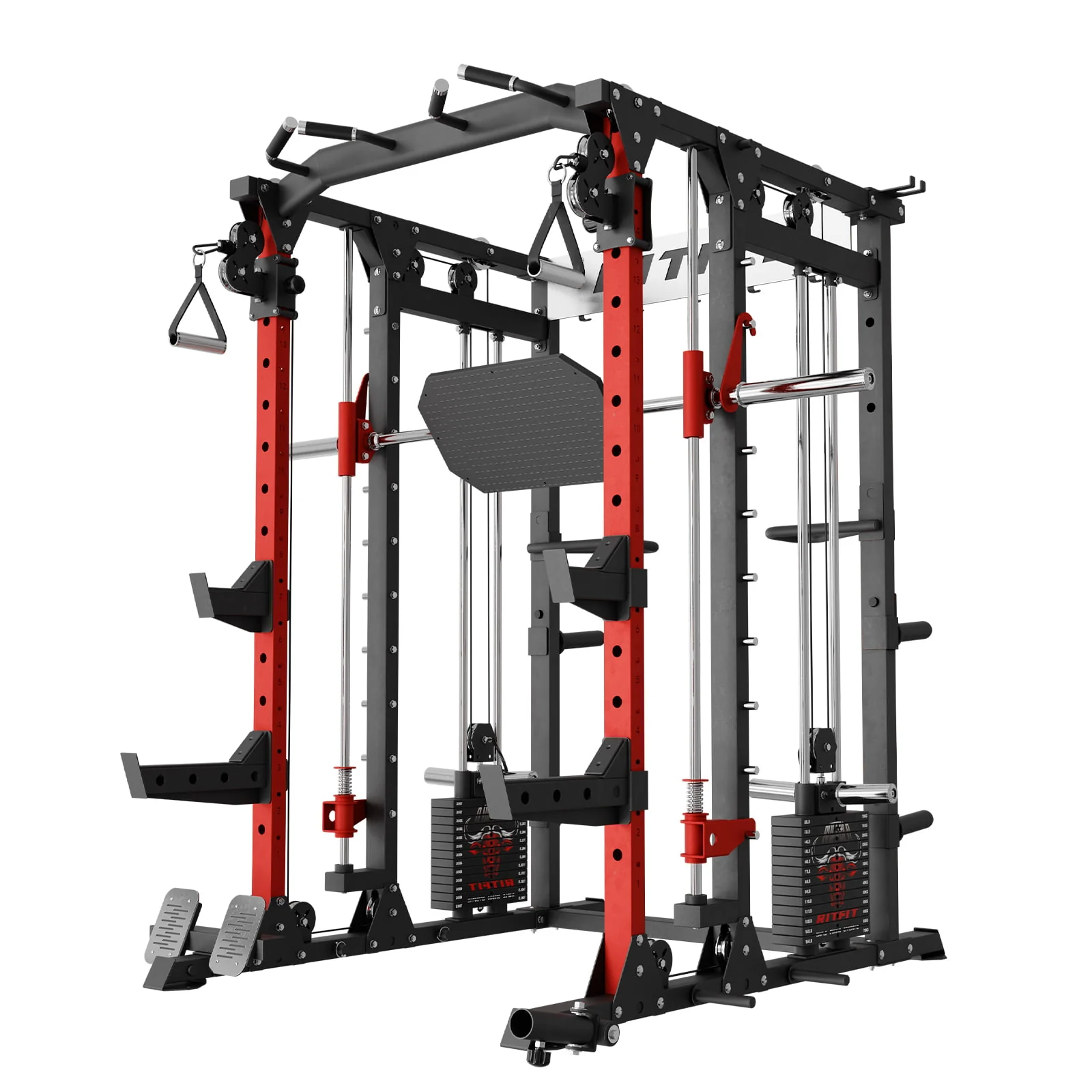 RitFit BUFFALO Multifunctional Smith Machine with Lat Pull Down and Cable Crossover for Versatile Strength Training - Image 16