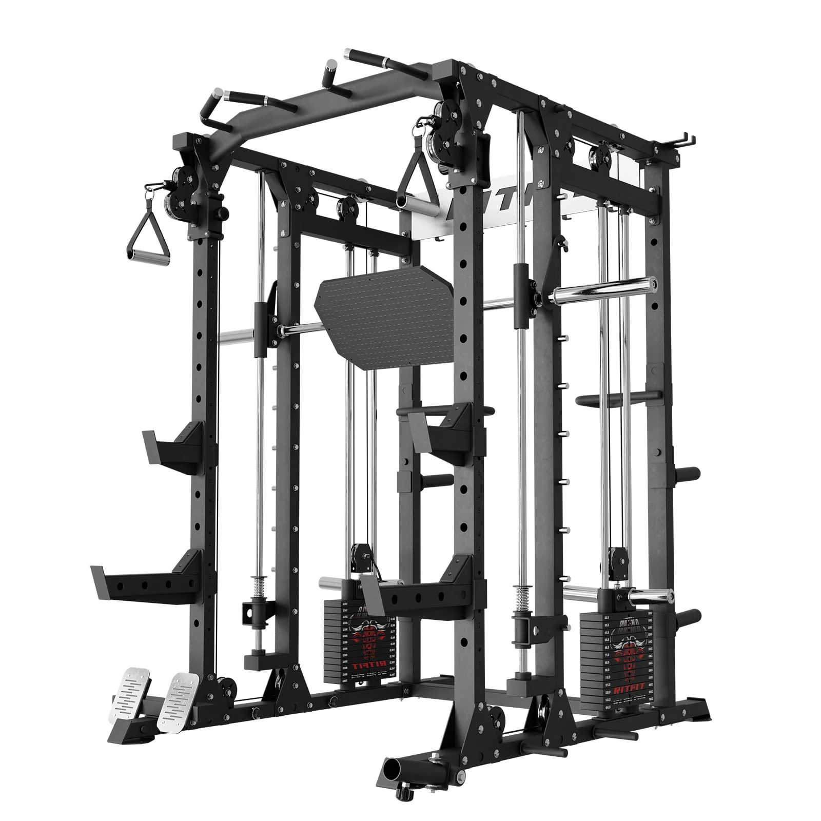 RitFit BUFFALO Multifunctional Smith Machine with Lat Pull Down and Cable Crossover for Versatile Strength Training - Image 18