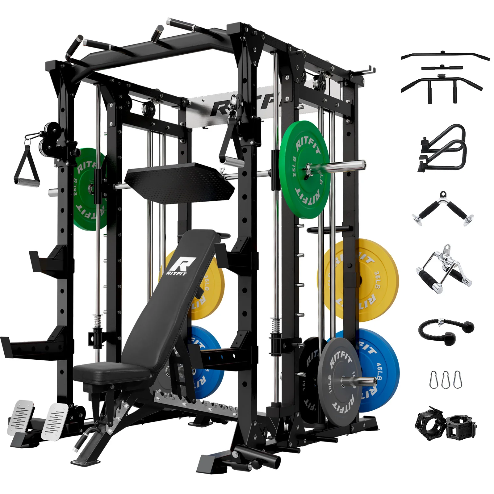 RitFit BUFFALO Smith Machine Home Gym Package with Lat Pull Down and Cable Crossover - Image 10