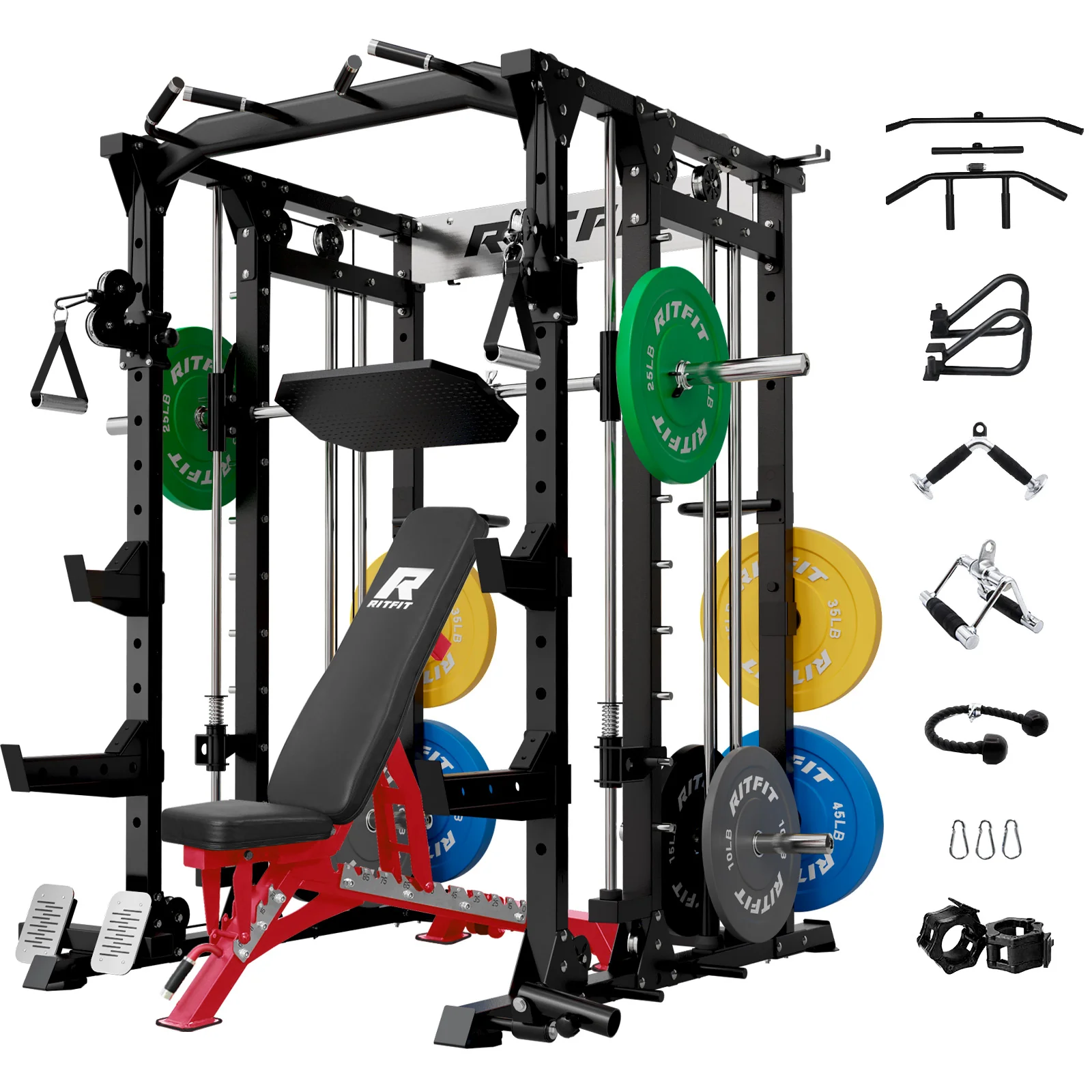 RitFit BUFFALO Smith Machine Home Gym Package with Lat Pull Down and Cable Crossover - Image 13