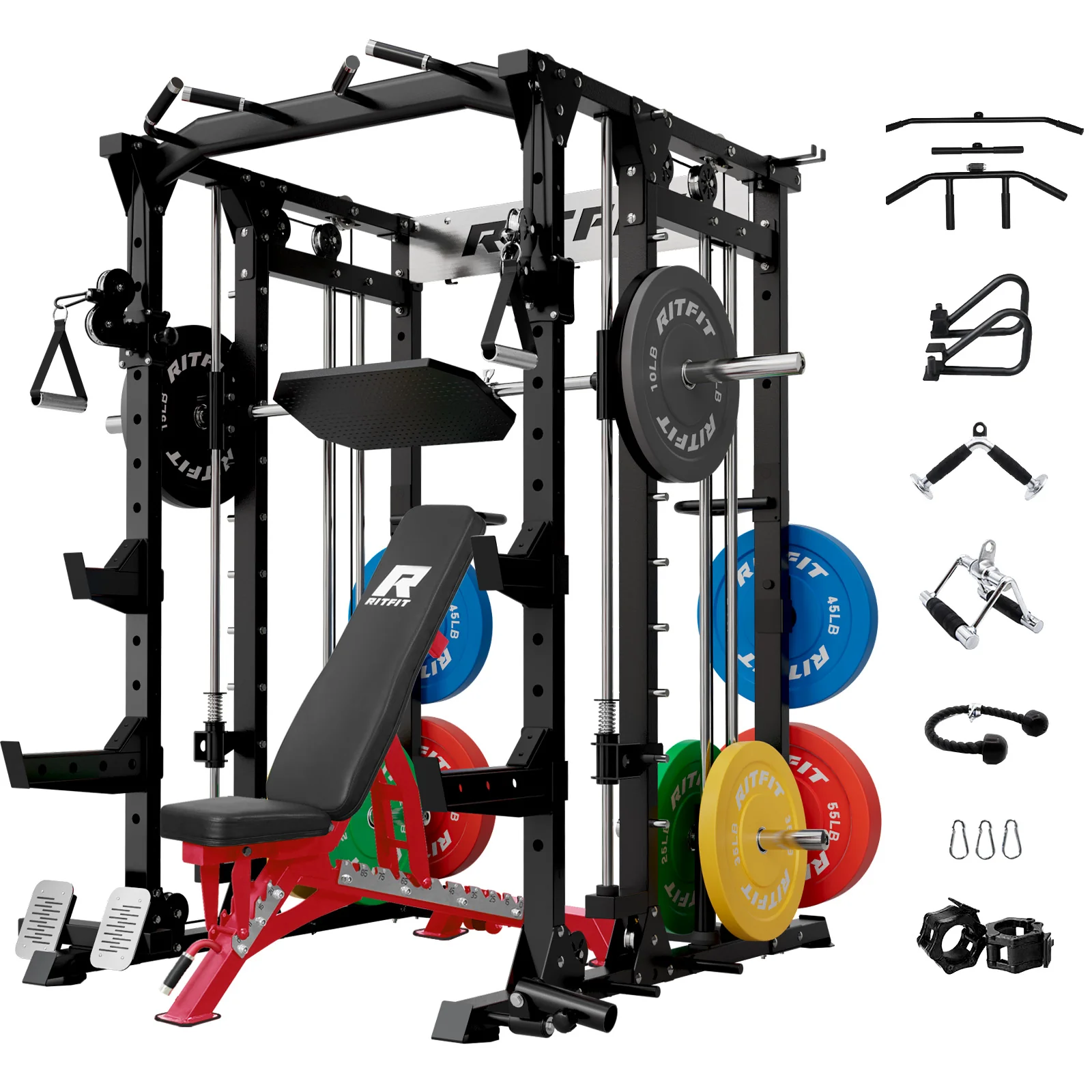 RitFit BUFFALO Smith Machine Home Gym Package with Lat Pull Down and Cable Crossover - Image 15