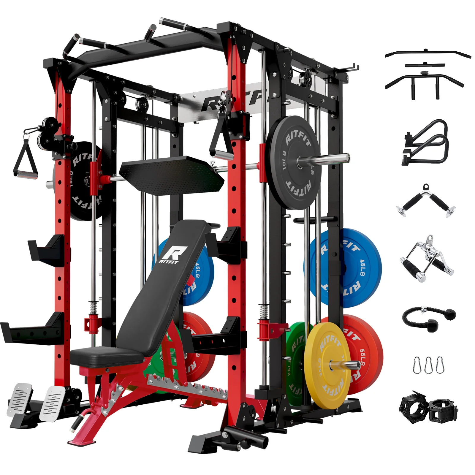 RitFit BUFFALO Smith Machine Home Gym Package with Lat Pull Down and Cable Crossover - Image 23