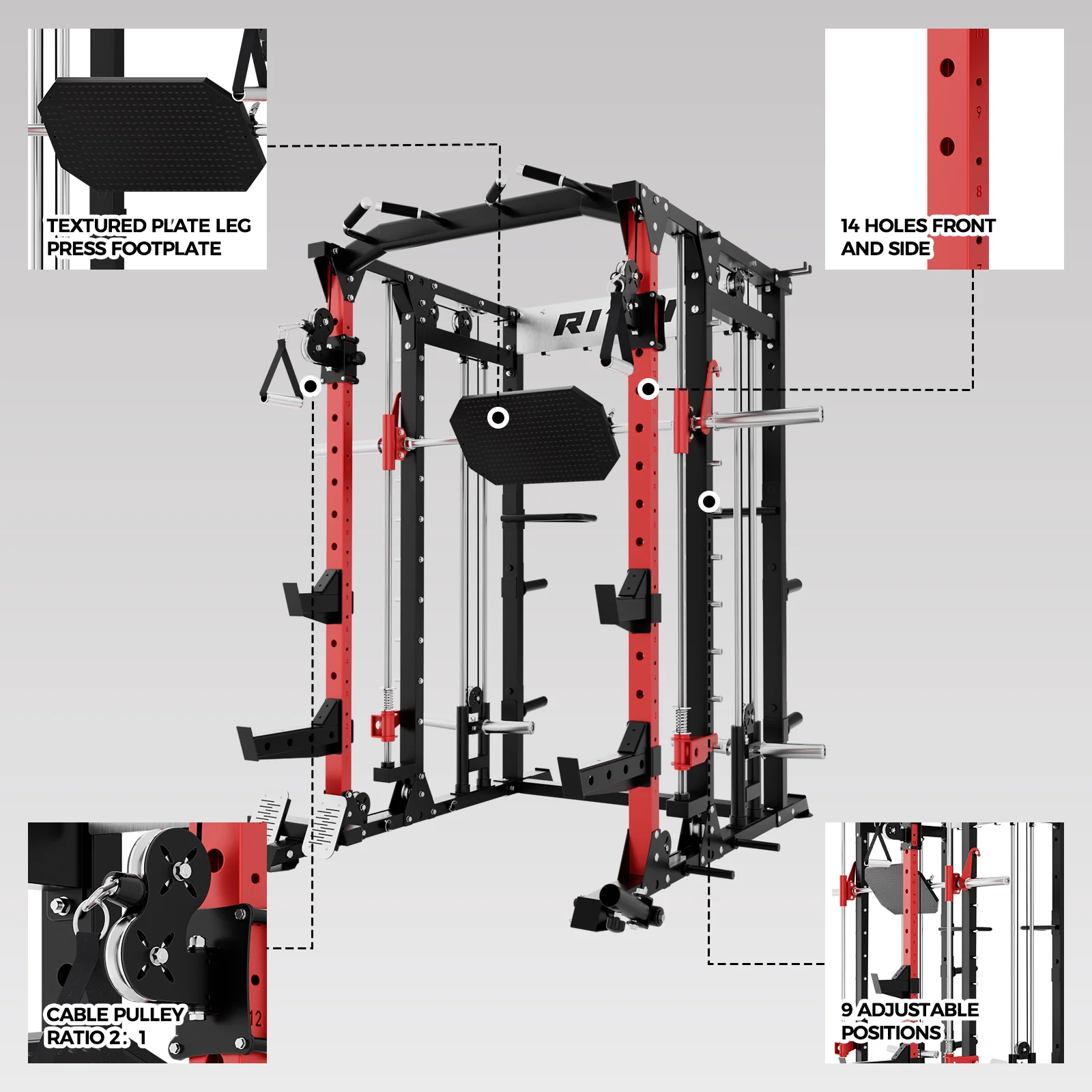 RitFit BUFFALO Smith Machine Home Gym Package with Weight Stack - Image 6