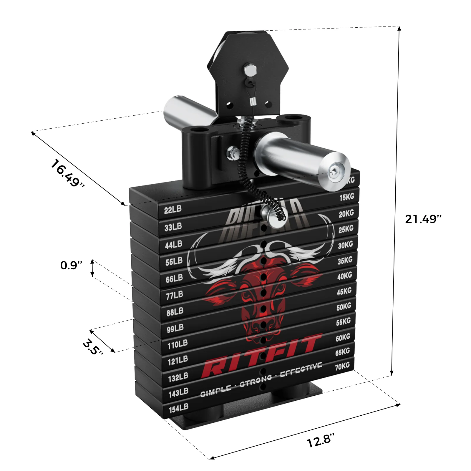 RitFit Buffalo Wild Smith Machine with Adjustable Dual Cable System - Image 6