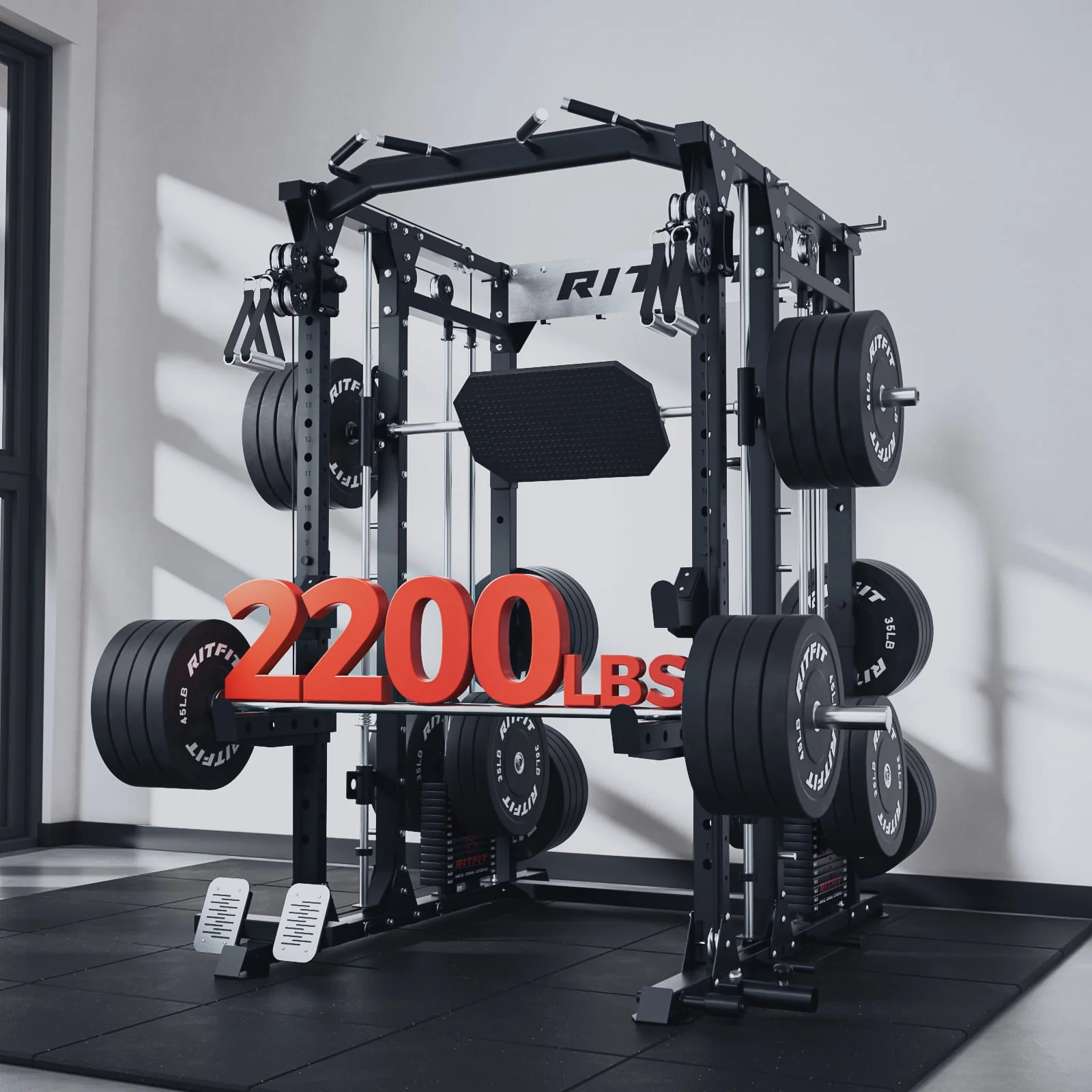 RitFit Buffalo Wild Smith Machine with Adjustable Dual Cable System - Image 4