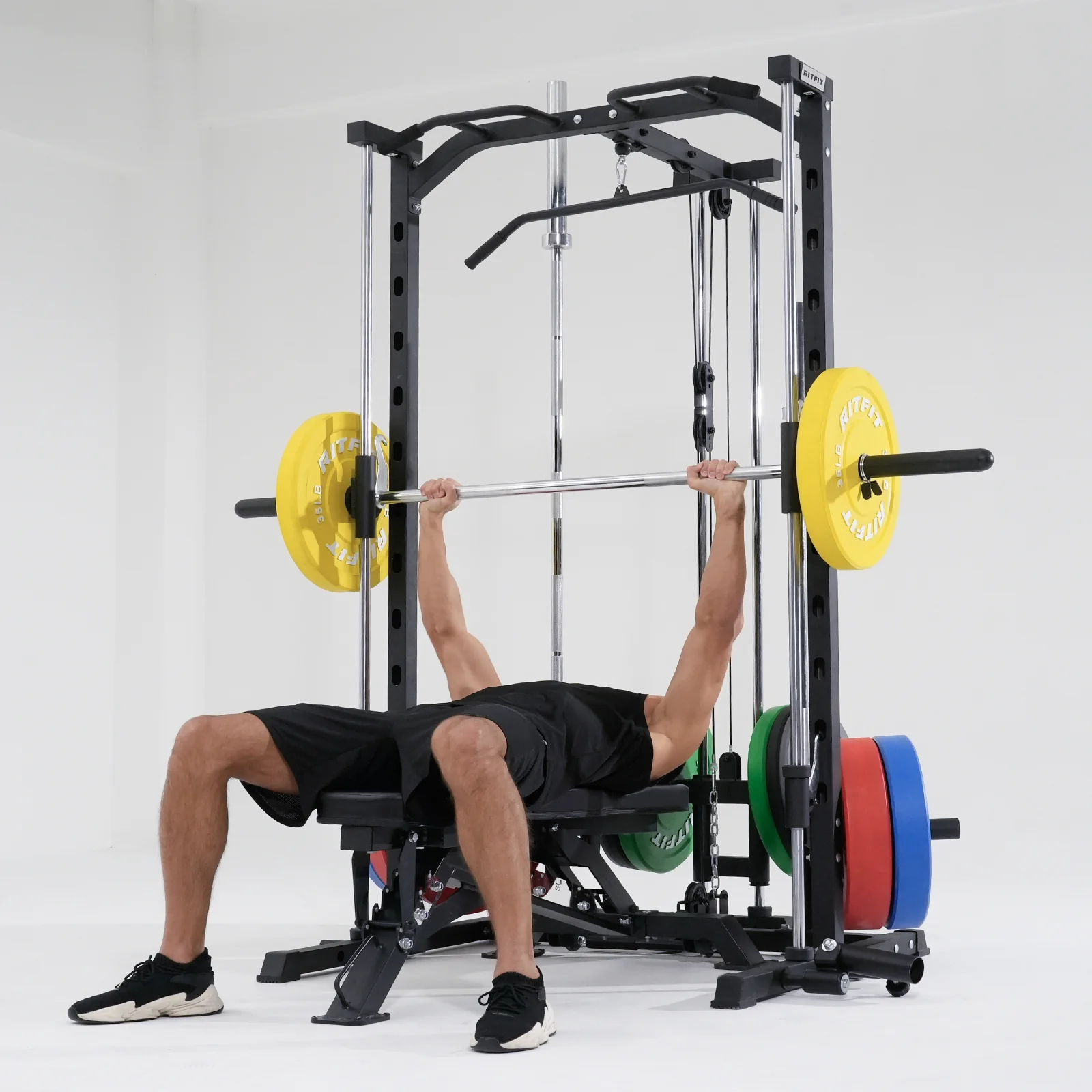 RitFit PSR05 2.0 Multifunctional Smith Machine Power Rack with LAT-Pull Down System - Image 13