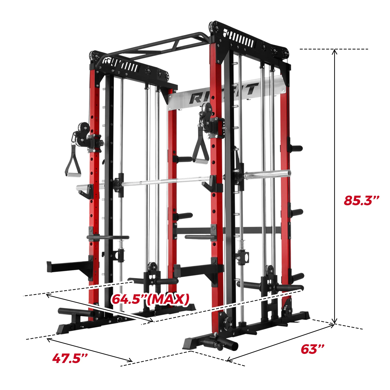 RitFit M1 PRO Multi-Functional Smith Machine with Cable Crossover System and Squat Rack for Home Gym - Image 9