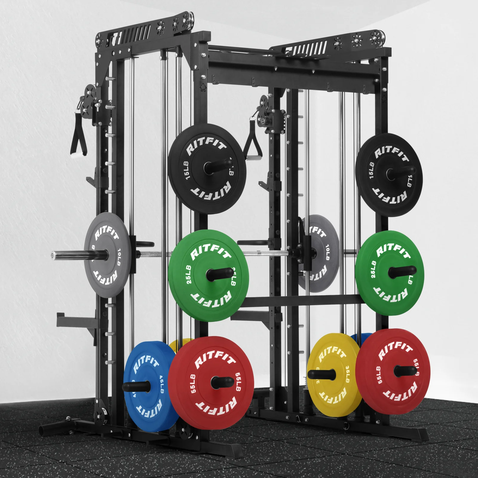 RitFit M1 PRO Multi-Functional Smith Machine with Cable Crossover System and Squat Rack for Home Gym - Image 14