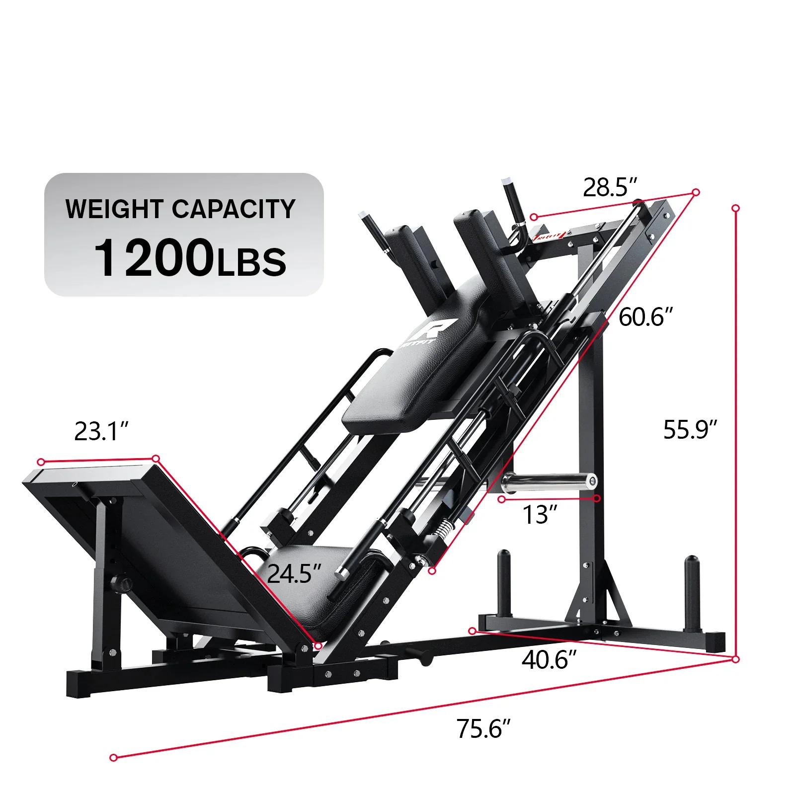 RitFit BLP01 45 Degree 3-In-1 Leg Press Hack Squat and Calf Raise Machine - Image 4