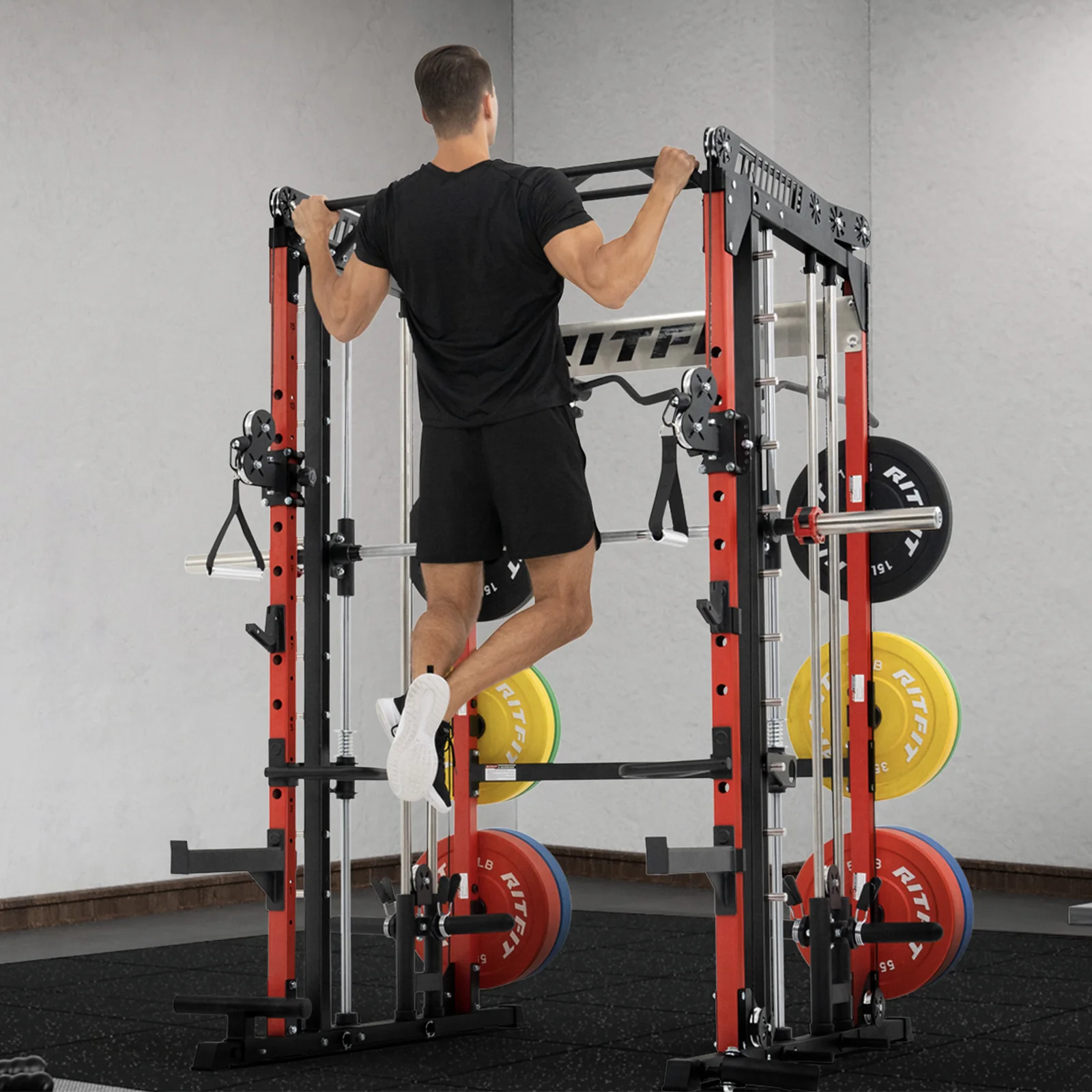 RitFit M1 PRO Multi-Functional Smith Machine with Cable Crossover System and Squat Rack for Home Gym - Image 18