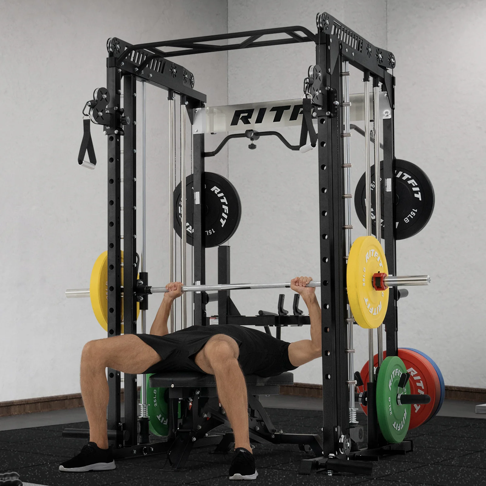 RitFit M1 PRO Multi-Functional Smith Machine with Cable Crossover System and Squat Rack for Home Gym - Image 19