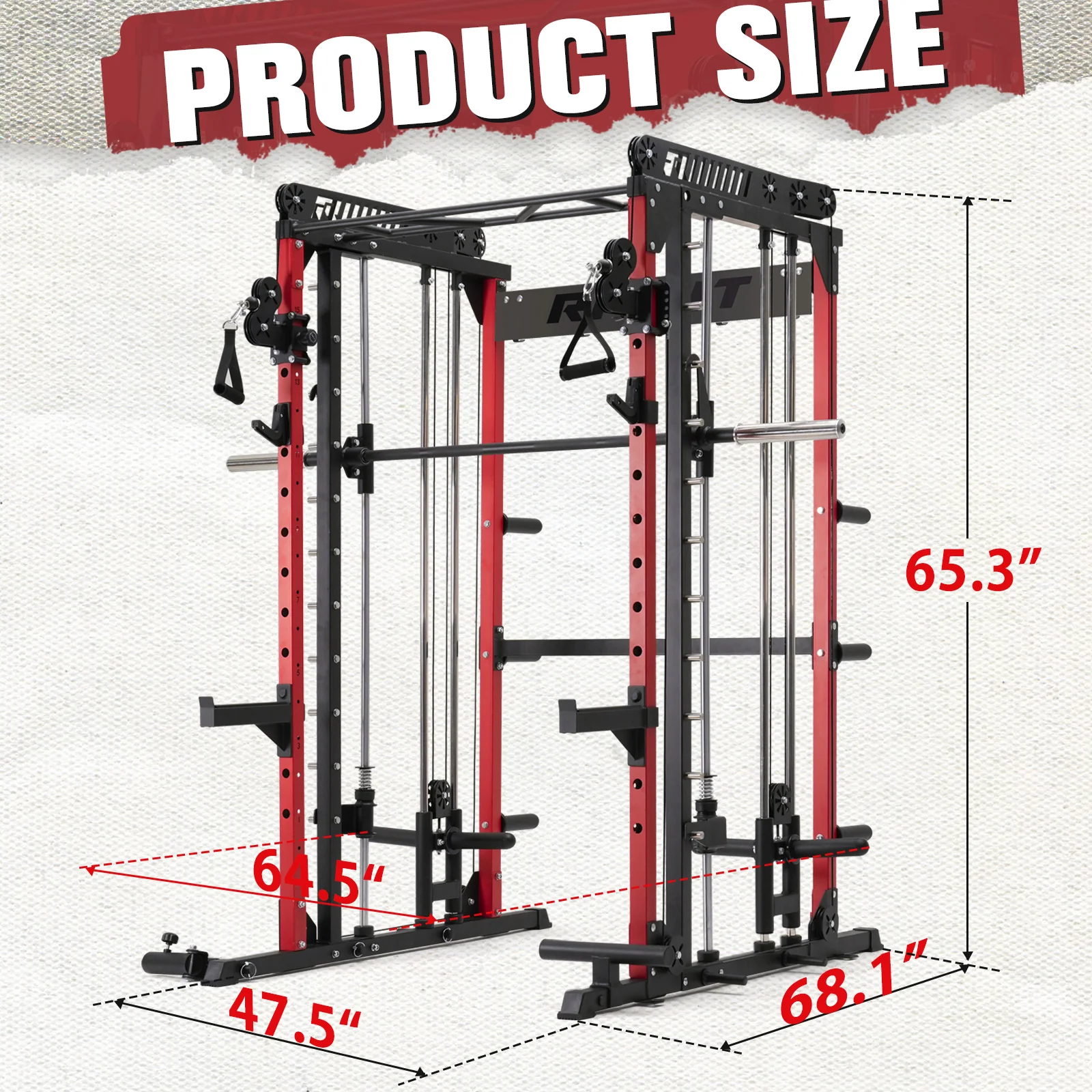 RitFit M1 Smith Machine with Cable Crossover System for Home Gym - Image 2