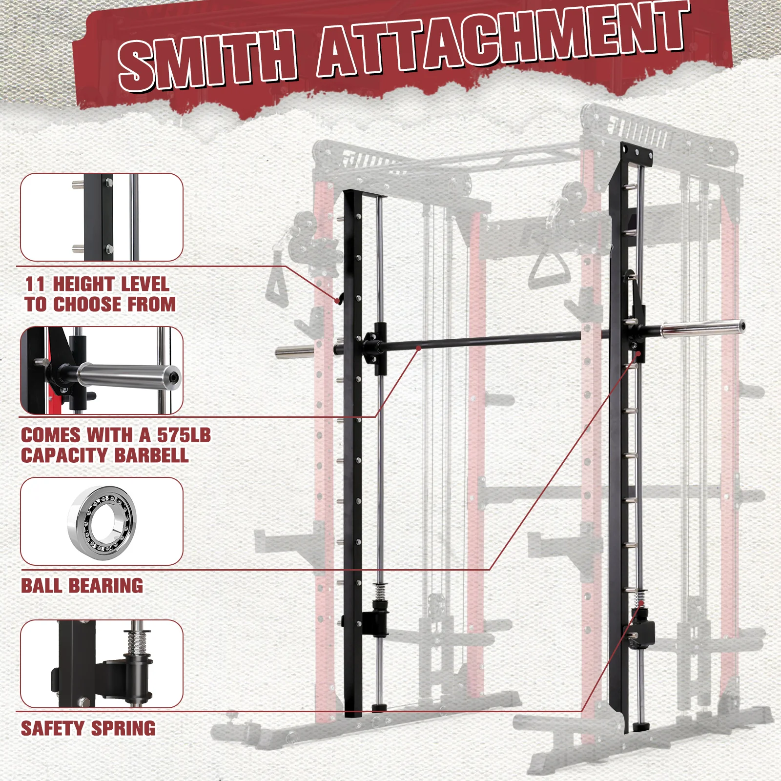 RitFit M1 Smith Machine with Cable Crossover System for Home Gym - Image 5