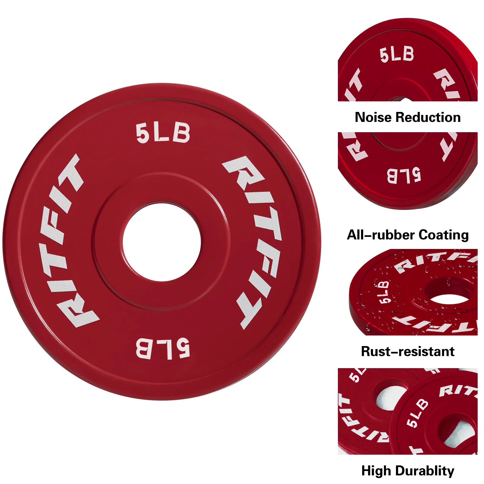 RitFit Mini Rubber Weight Plates Standard Set - Image 3
