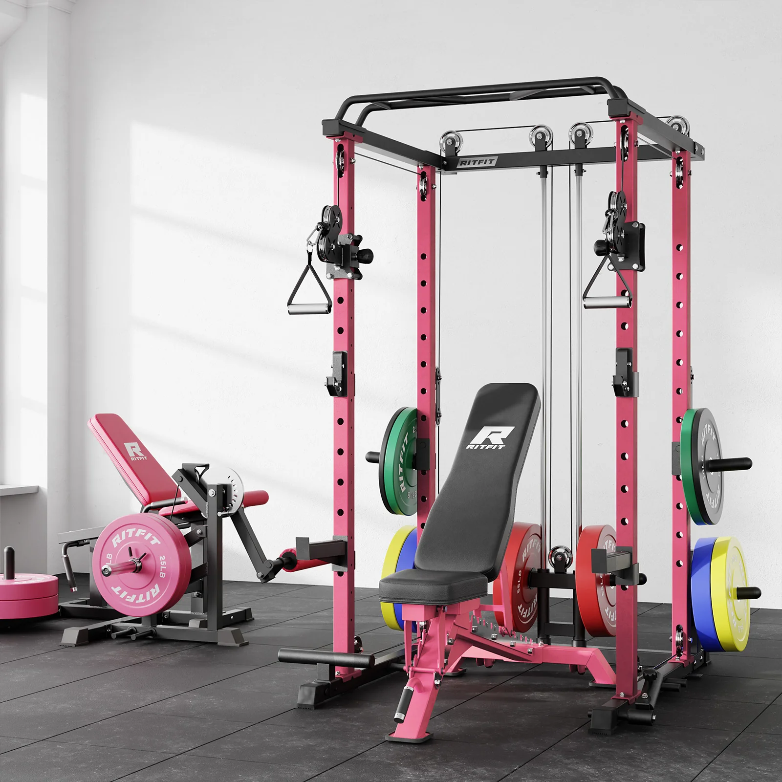 RitFit P3 Pink Power Cage 1200lbs Home Gym Package - Image 9