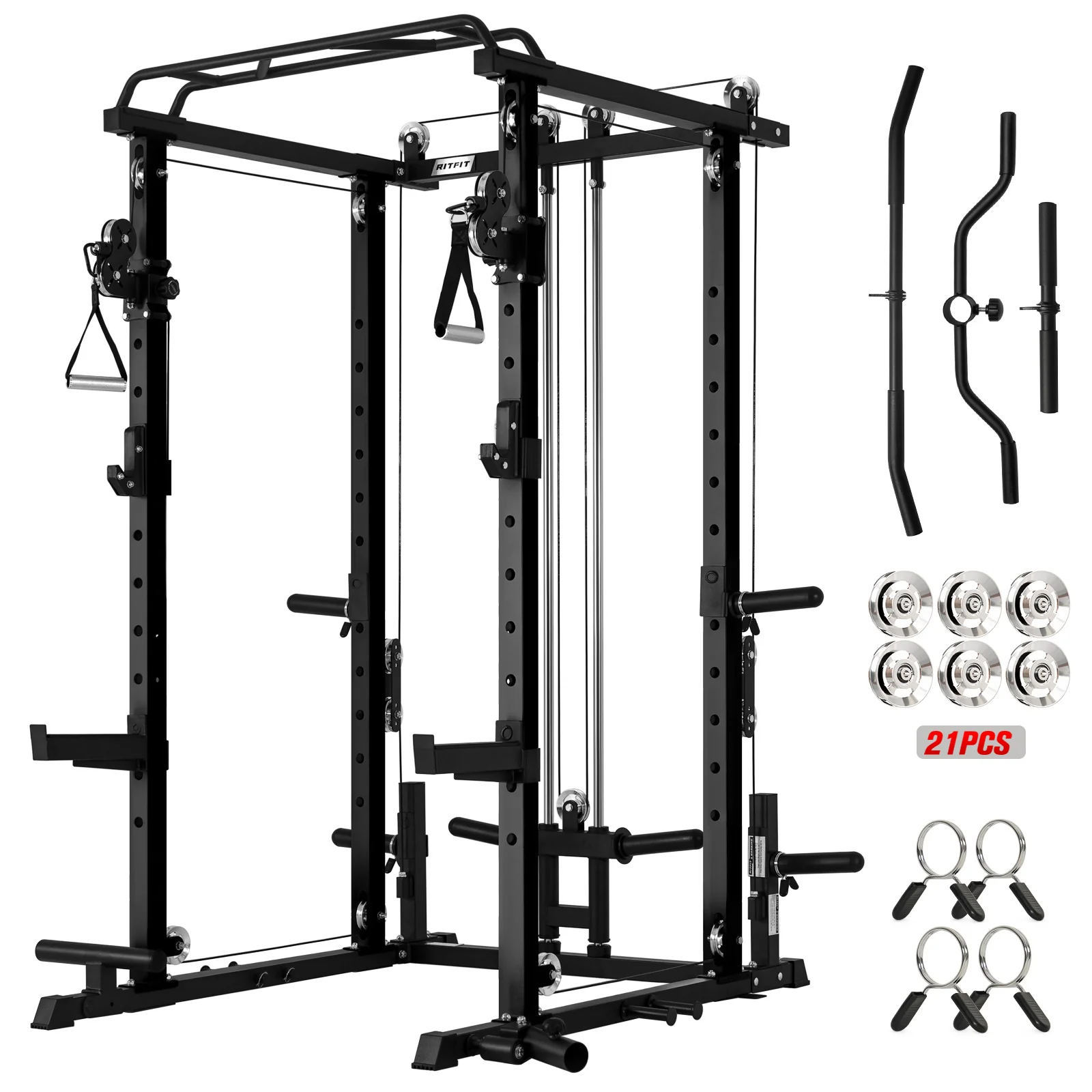 RitFit P3 Power Cage 1200lbs with Smooth Cable System & Aluminum Pulleys - Image 7