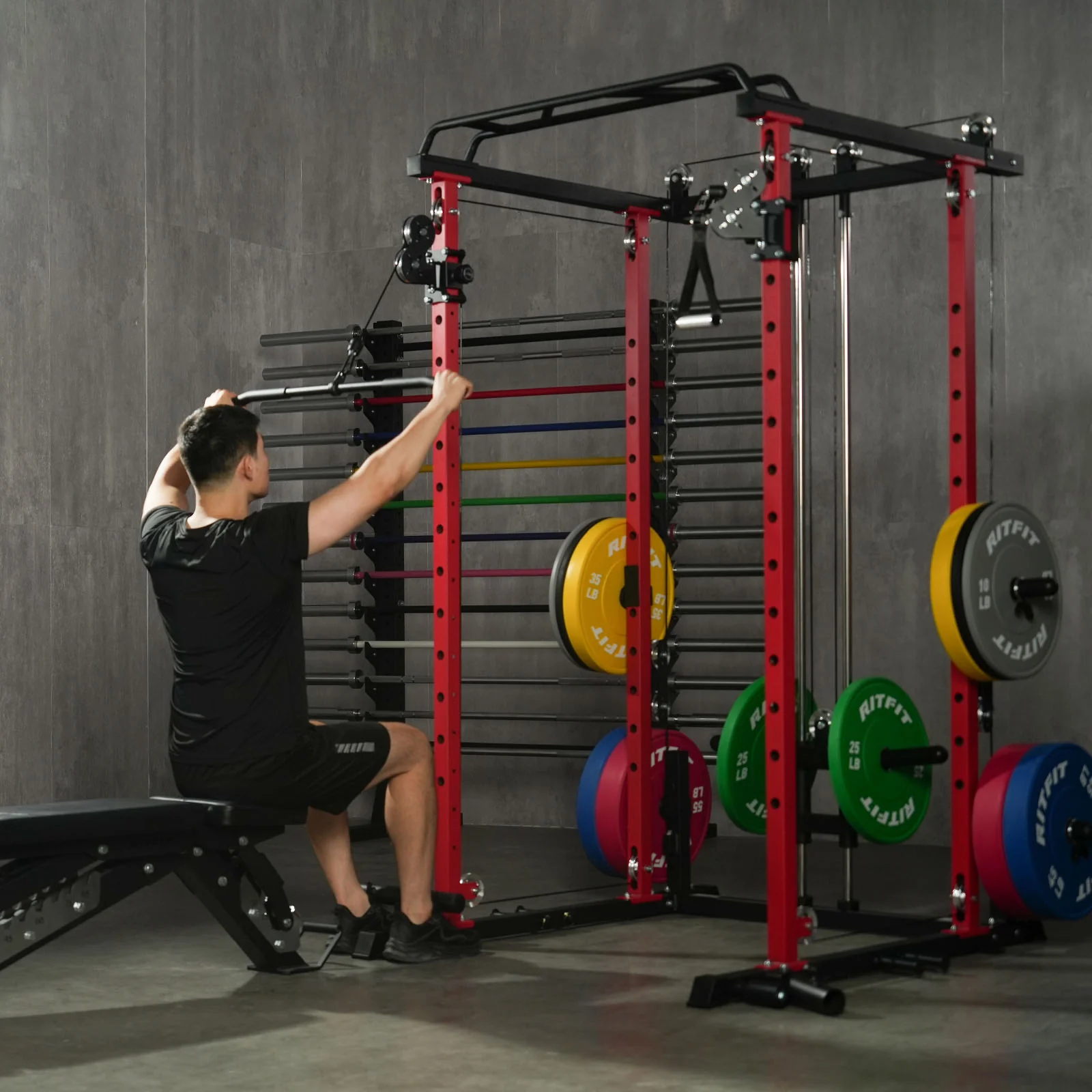RitFit P3 Power Cage 1200lbs with Smooth Cable System & Aluminum Pulleys - Image 15