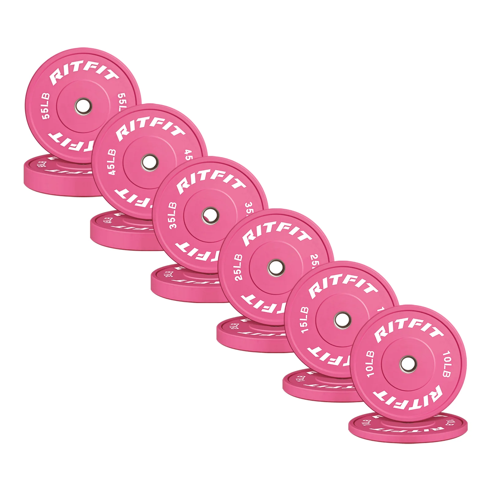 RitFit Pink Olympic Bumper Weight Plates - 2-Inch - Image 12