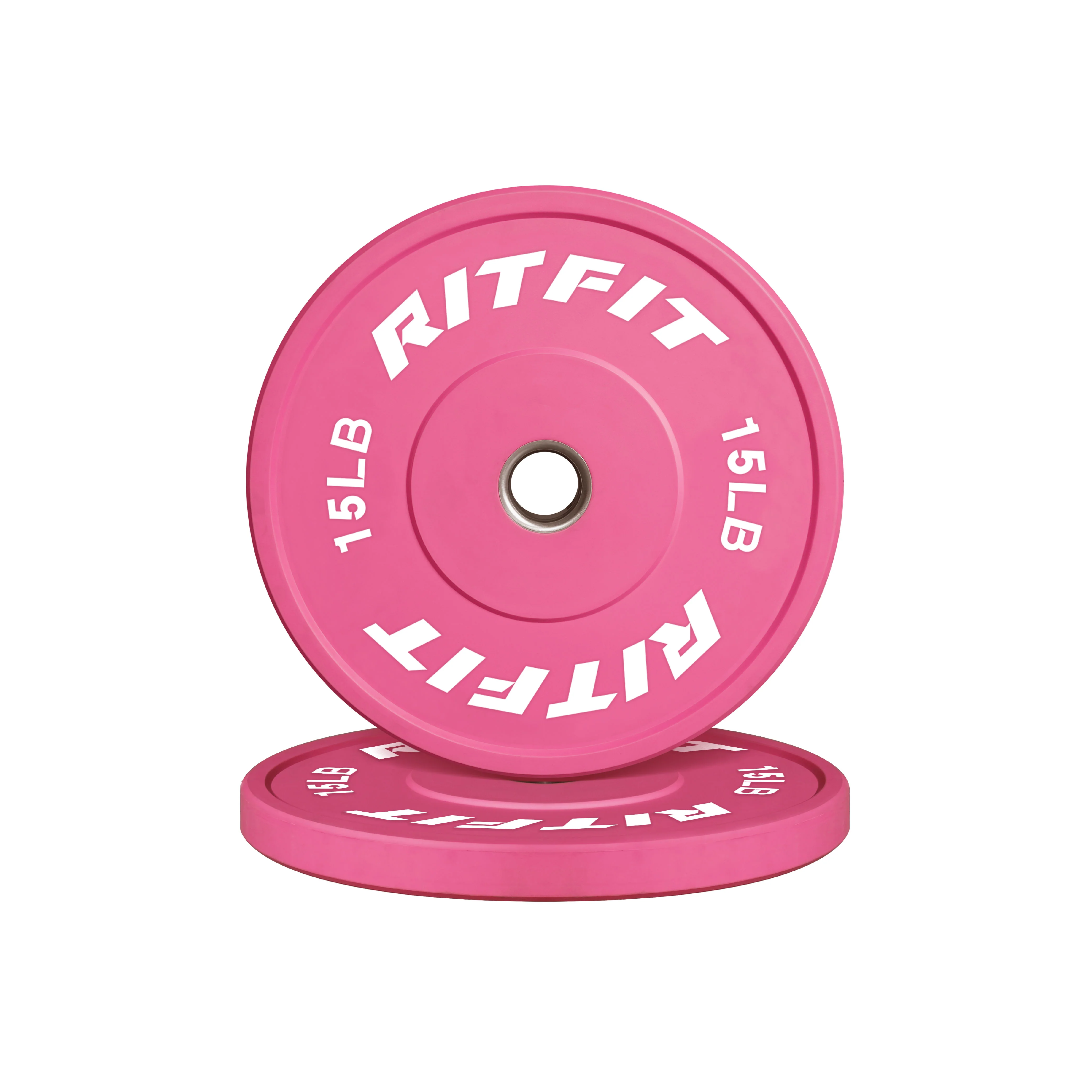 RitFit Pink Olympic Bumper Weight Plates - 2-Inch - Image 4