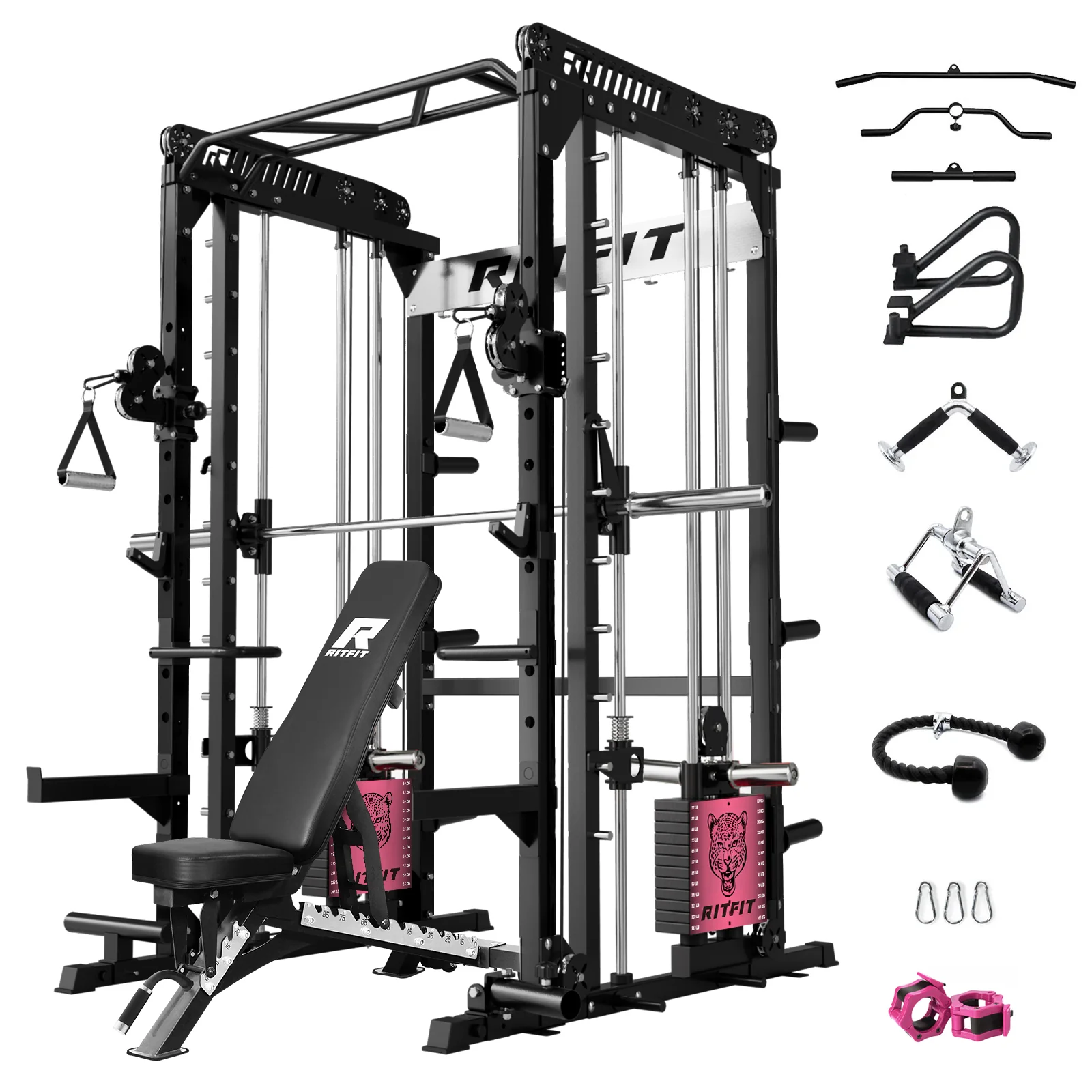 RitFit Pink M1 PRO Multi-Functional Smith Machine Home Gym Package - Image 13