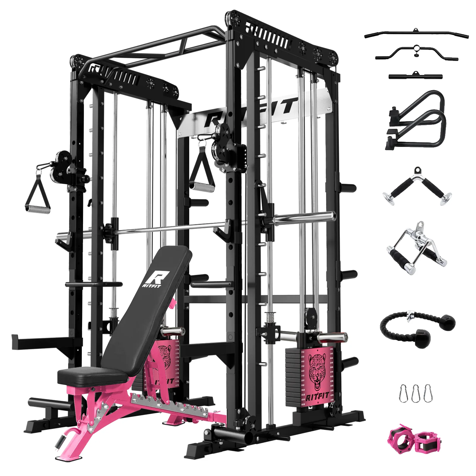 RitFit Pink M1 PRO Multi-Functional Smith Machine Home Gym Package - Image 15