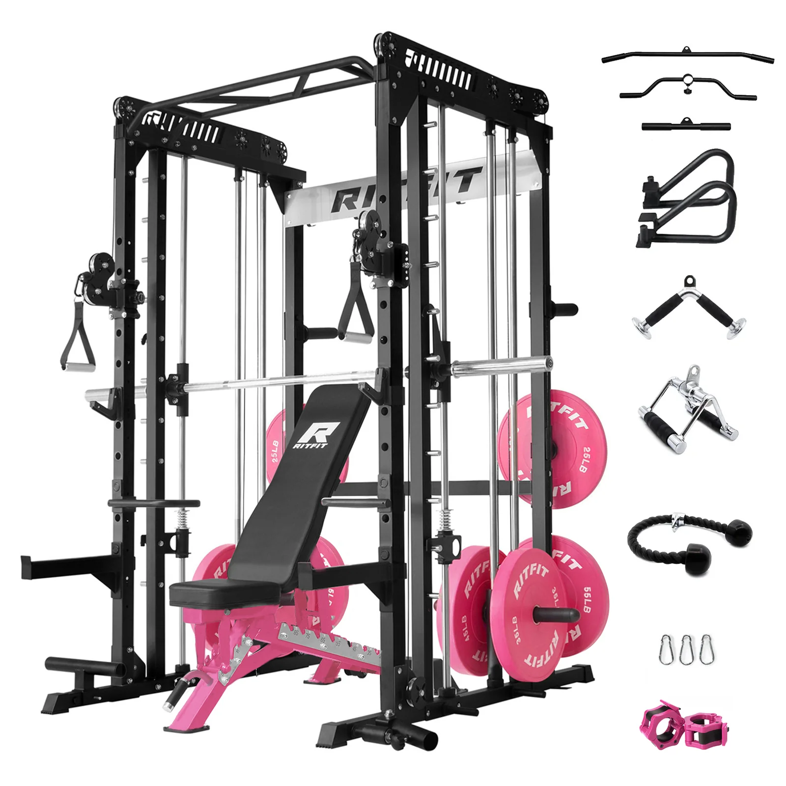 RitFit Pink M1 PRO Multi-Functional Smith Machine Home Gym Package - Image 16