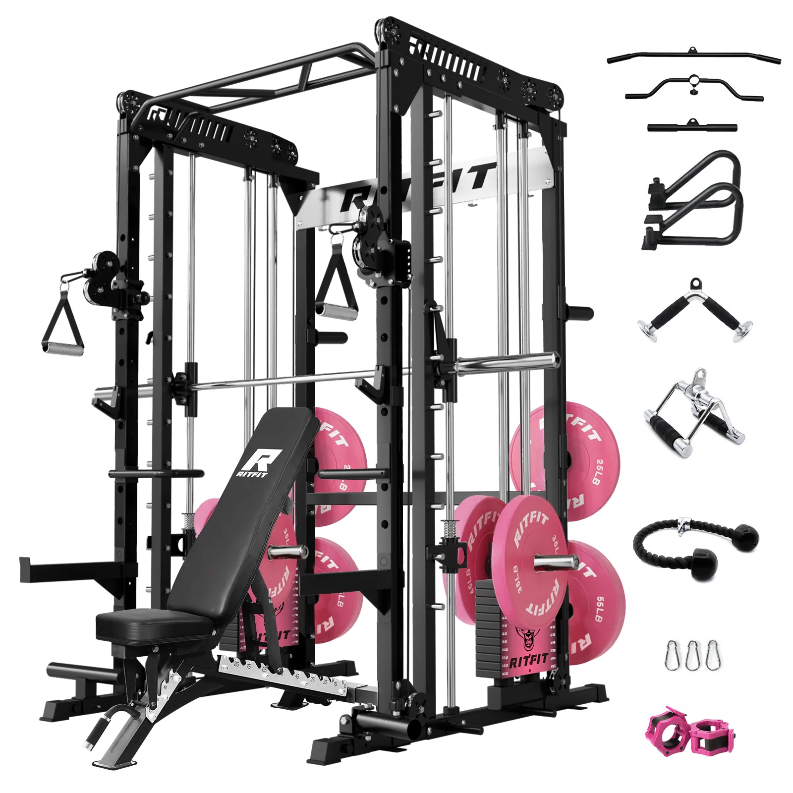 RitFit Pink M1 PRO Multi-Functional Smith Machine Home Gym Package - Image 17