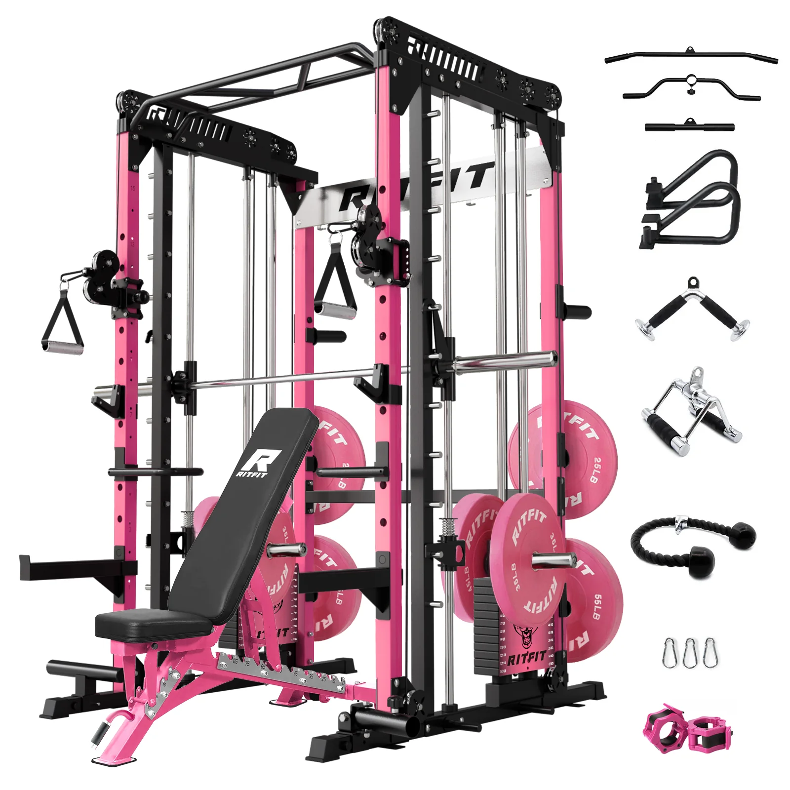 RitFit Pink M1 PRO Multi-Functional Smith Machine Home Gym Package - Image 2