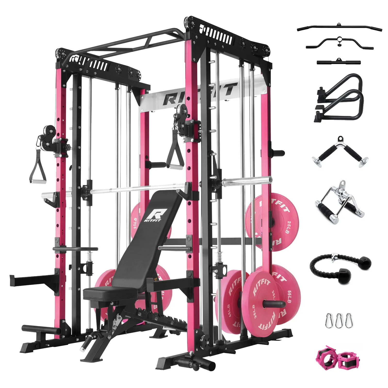 RitFit Pink M1 PRO Multi-Functional Smith Machine Home Gym Package - Image 21