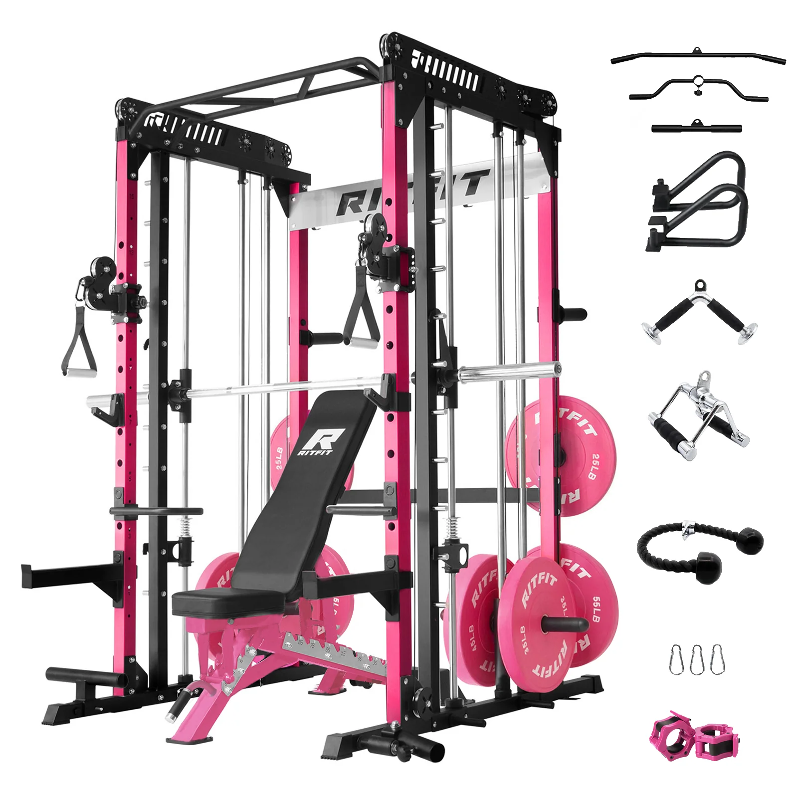 RitFit Pink M1 PRO Multi-Functional Smith Machine Home Gym Package - Image 23