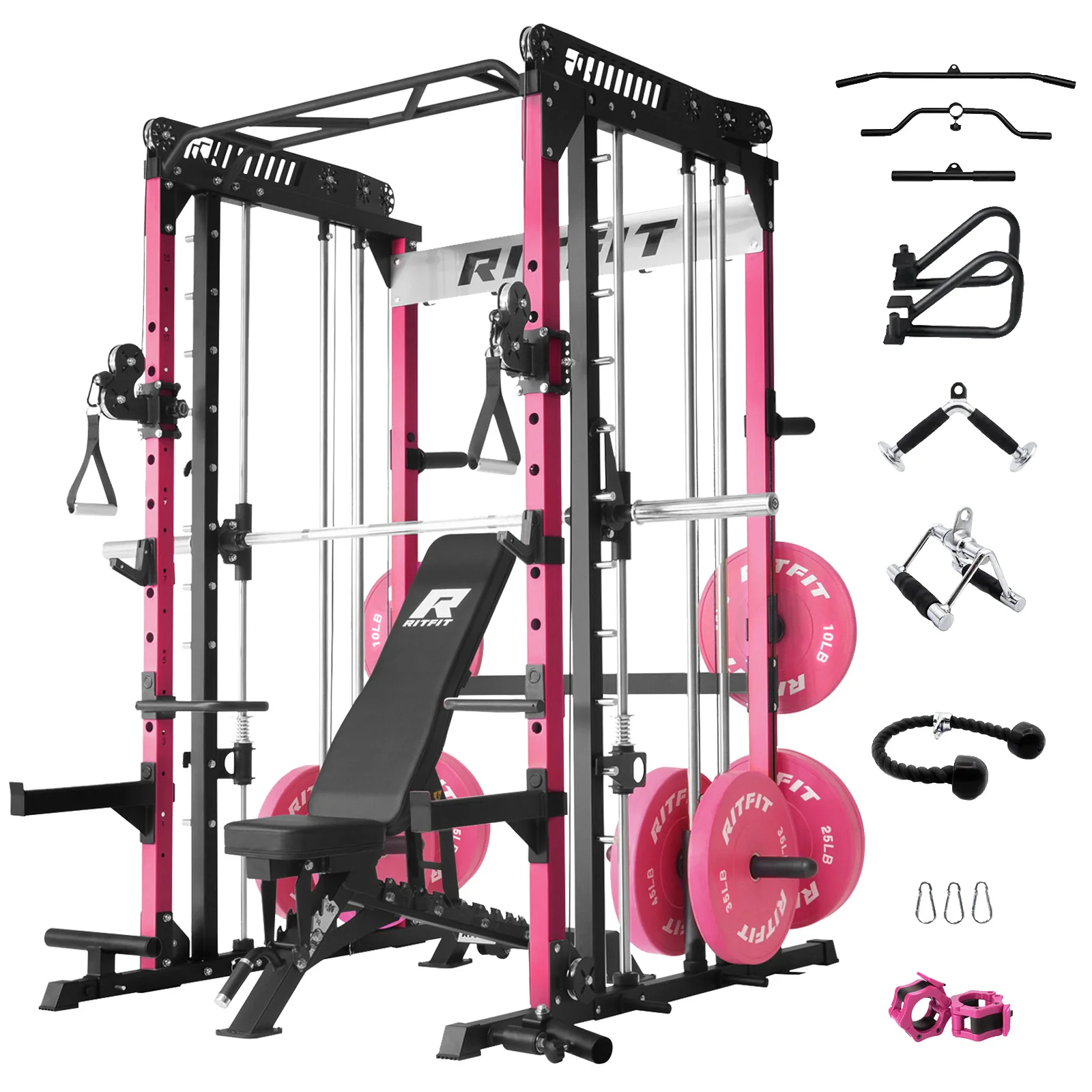 RitFit Pink M1 PRO Multi-Functional Smith Machine Home Gym Package - Image 25