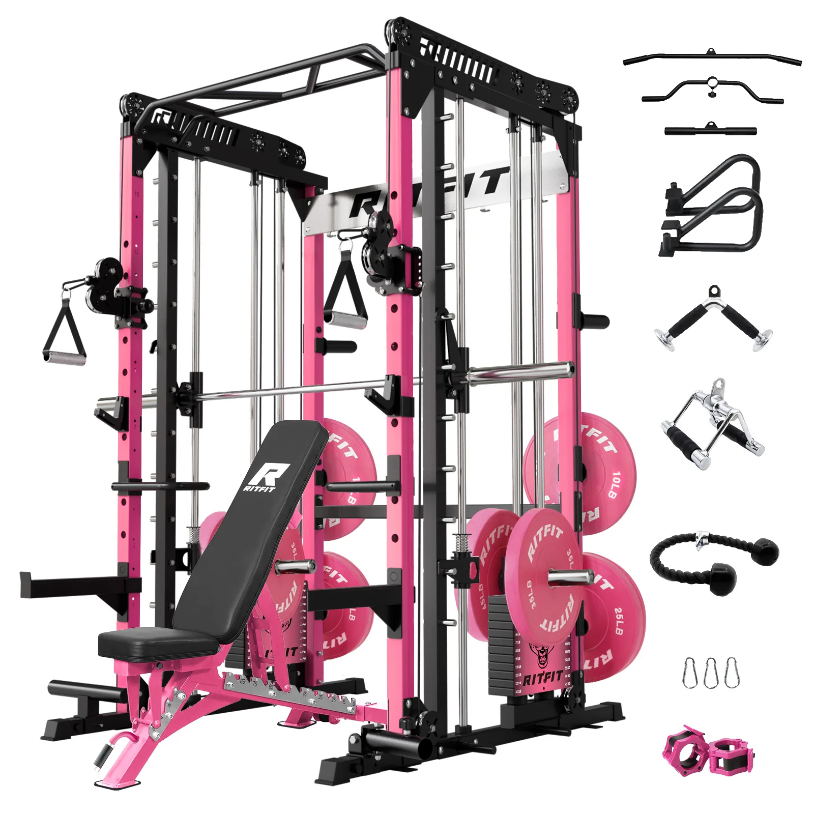 RitFit Pink M1 PRO Multi-Functional Smith Machine Home Gym Package - Image 26