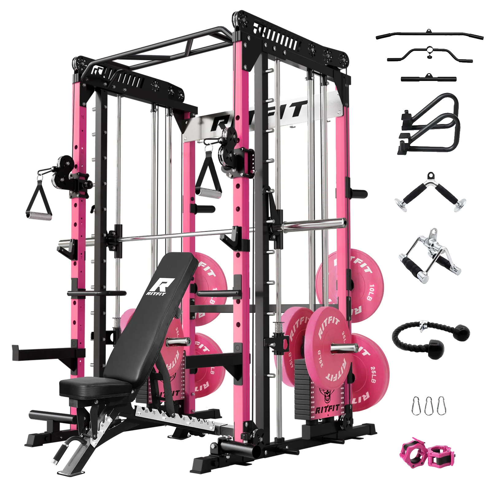 RitFit Pink M1 PRO Multi-Functional Smith Machine Home Gym Package - Image 27