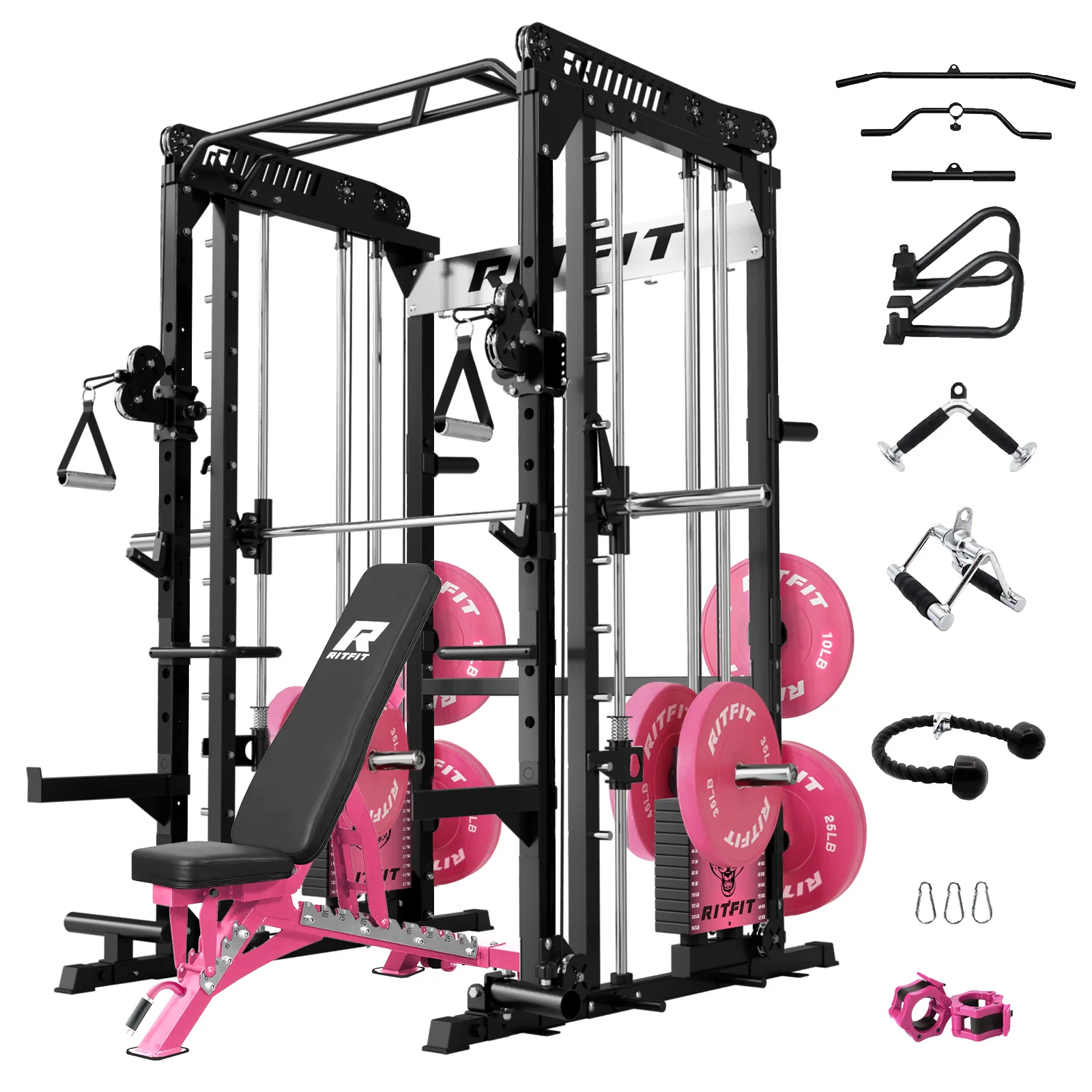 RitFit Pink M1 PRO Multi-Functional Smith Machine Home Gym Package - Image 30