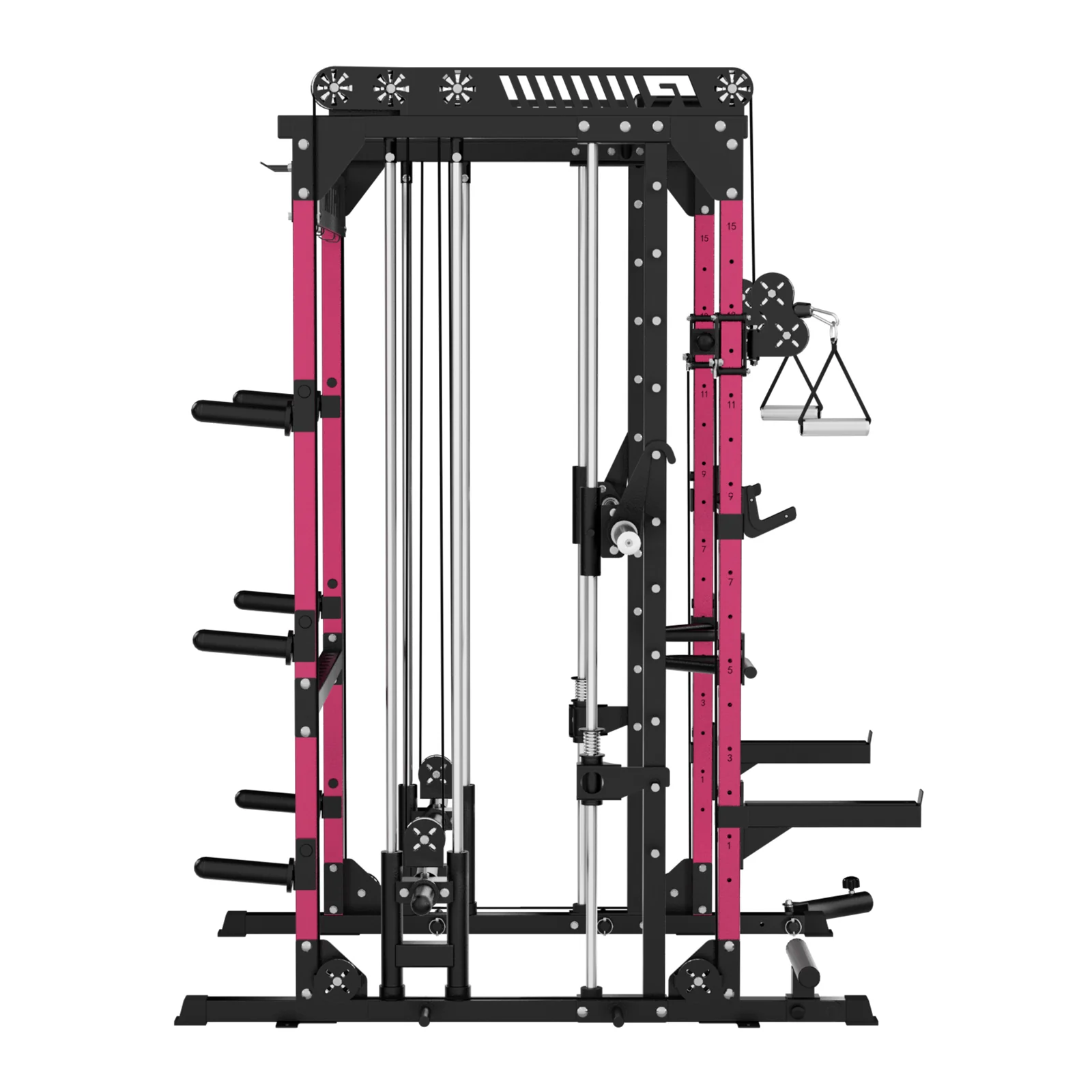RitFit Pink M1 PRO Multi-Functional Smith Machine with Cable Crossover System and Squat Rack for Home Gym - Image 3