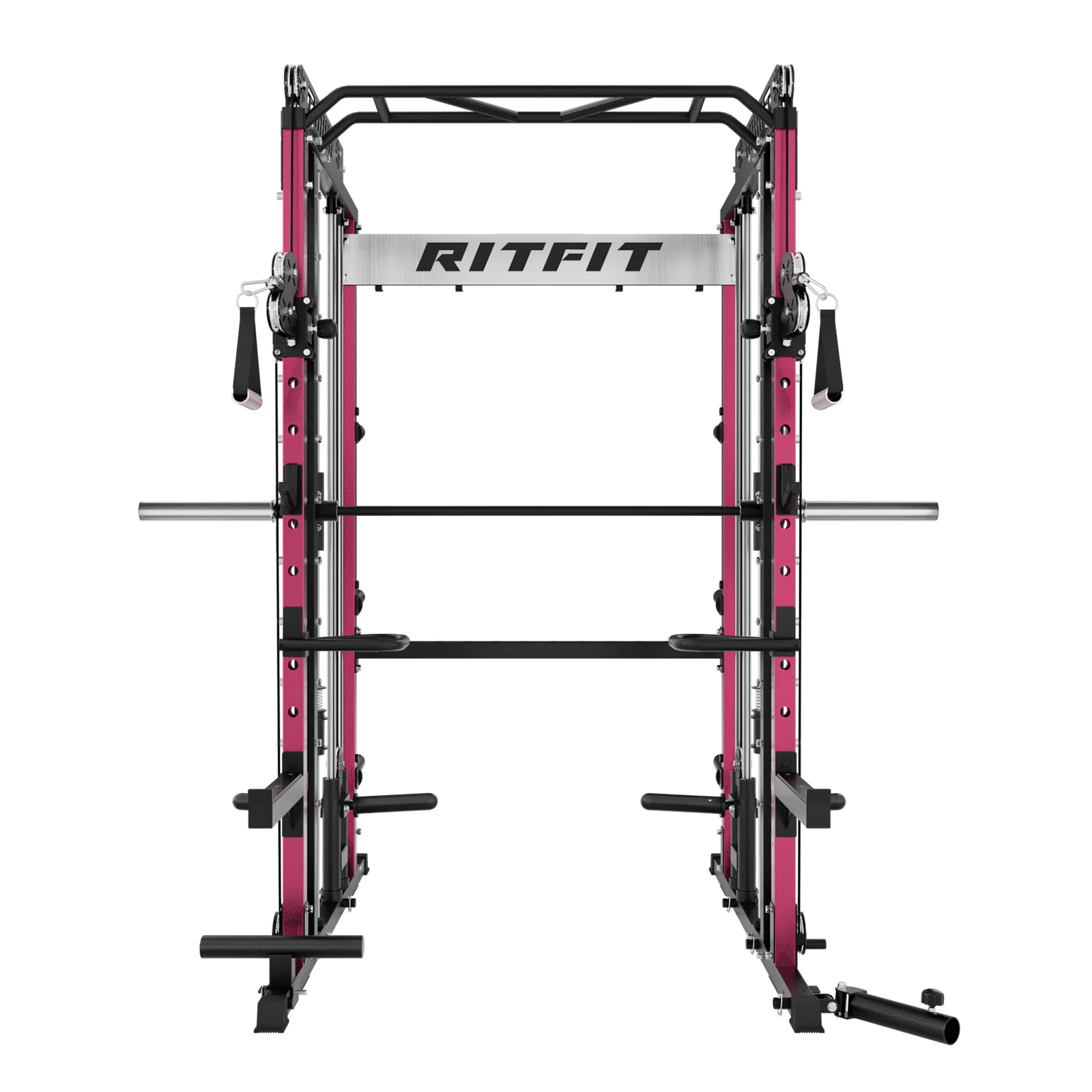 RitFit Pink M1 PRO Multi-Functional Smith Machine with Cable Crossover System and Squat Rack for Home Gym - Image 4