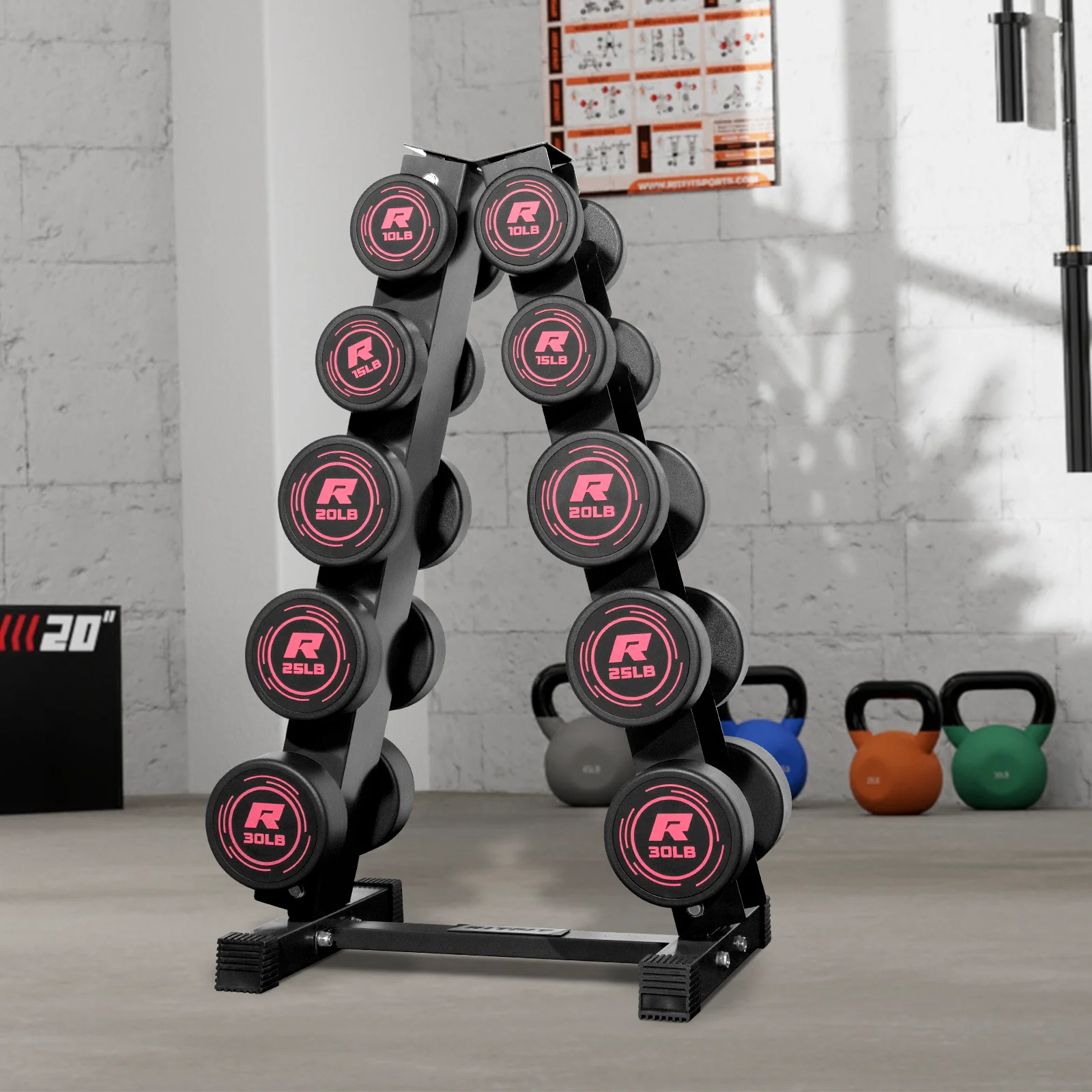 RitFit Pink PVC-Coated Round Dumbbells in Pairs - Image 10