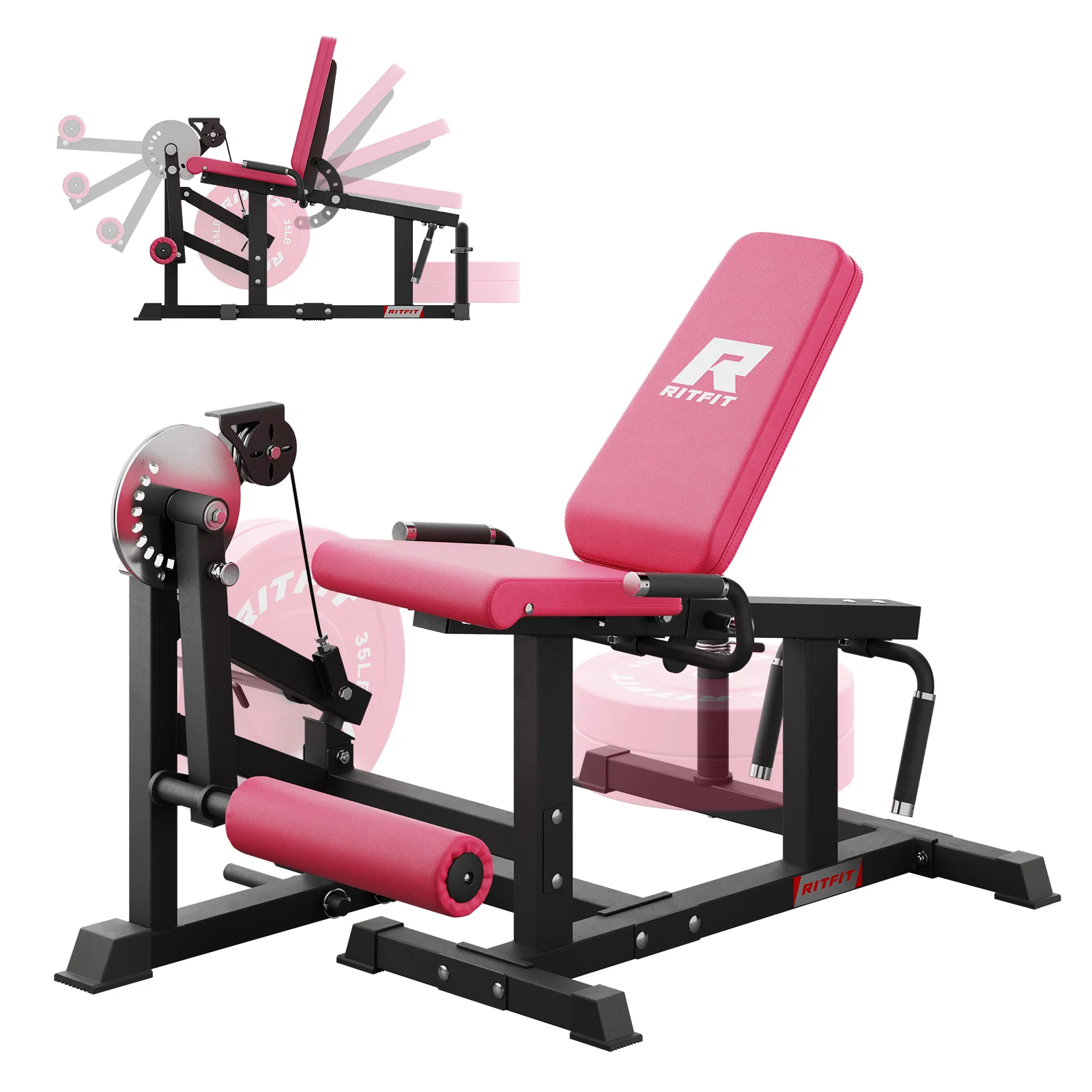 RitFit Pink PLC01 Leg Extension Curl Machine - Image 5