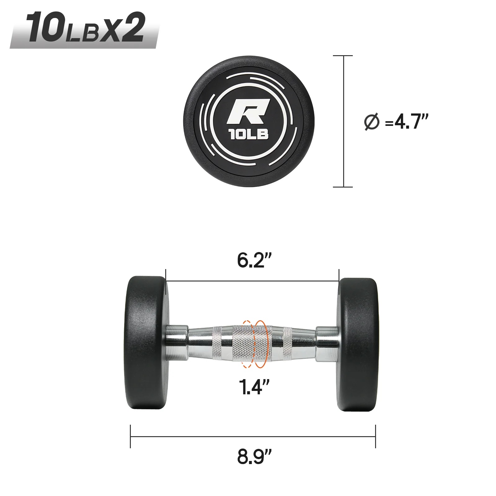 RitFit PVC-Coated Round Dumbbells in Pairs - Image 20